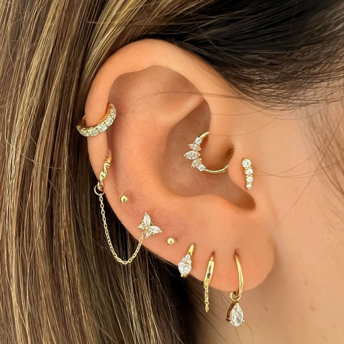 ear piercing designs in gold