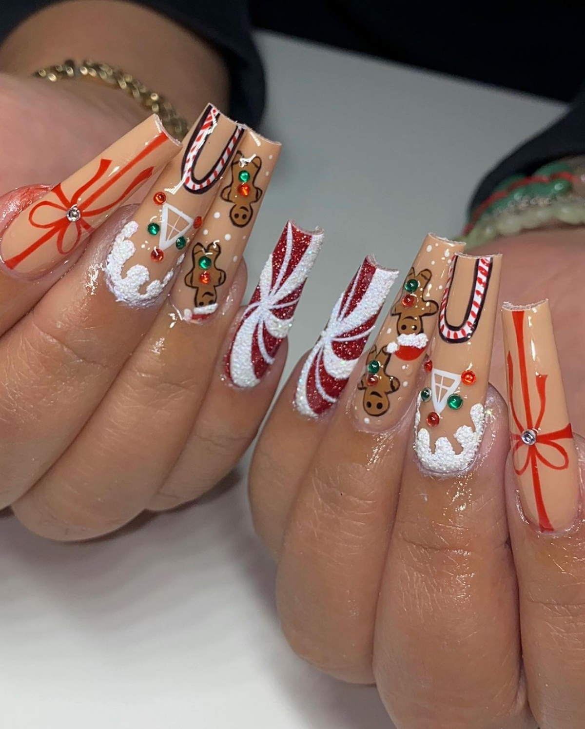 gingerbread themed nails