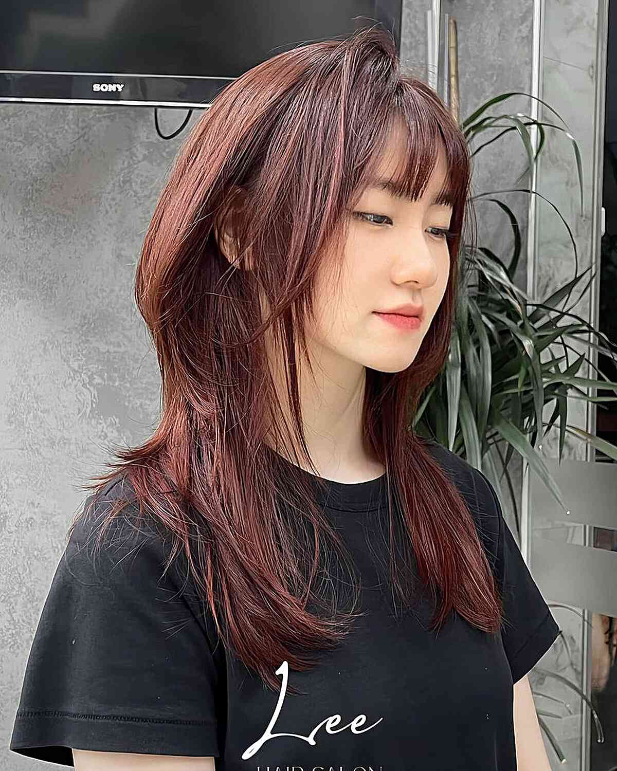 hush cut mullet on red hair