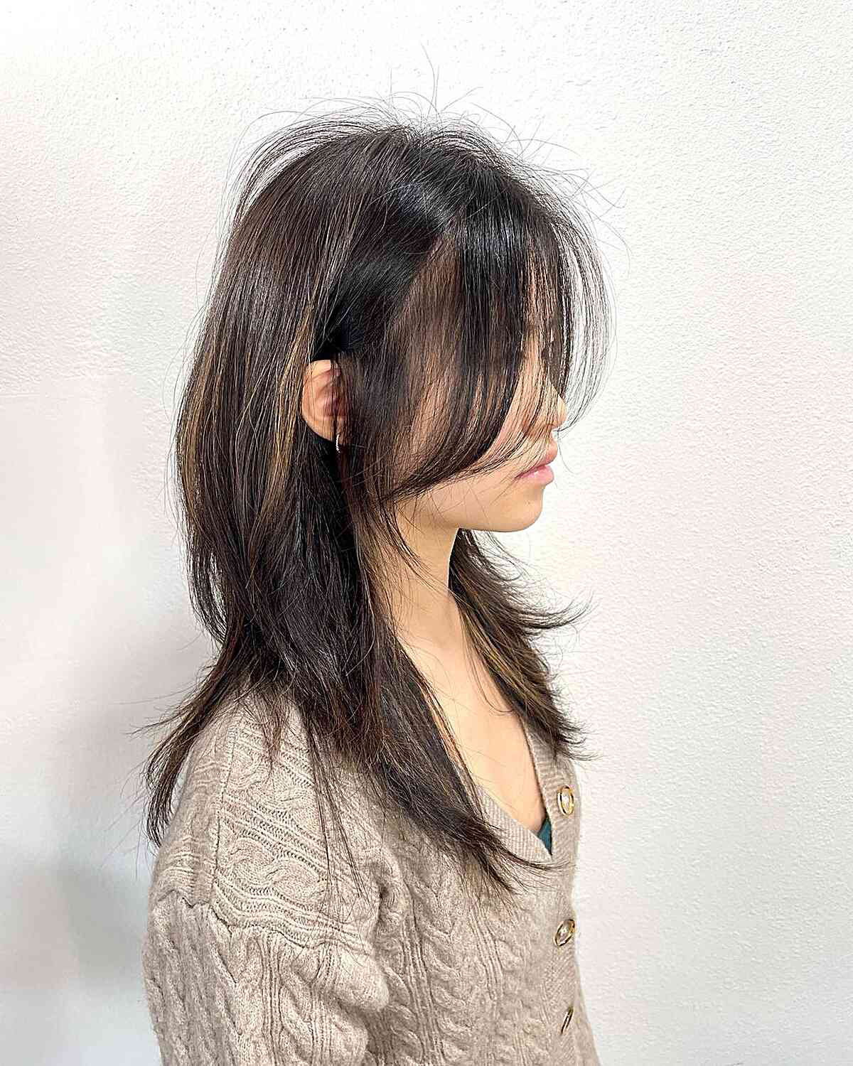 low maintenance hush cut with long bangs