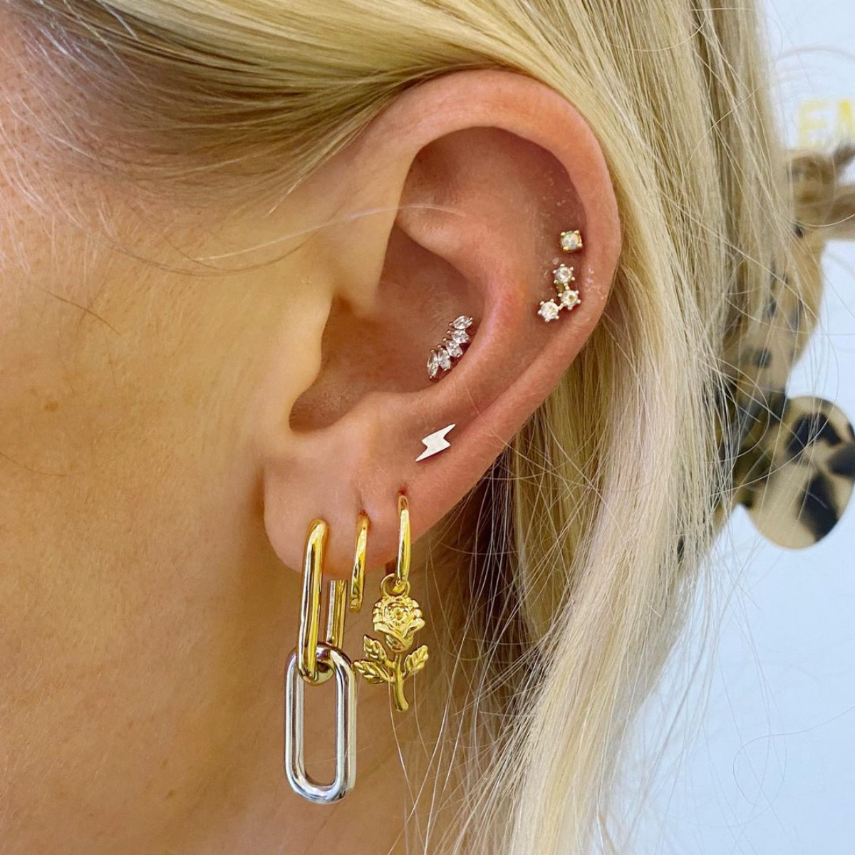 mixed metal ear piercings