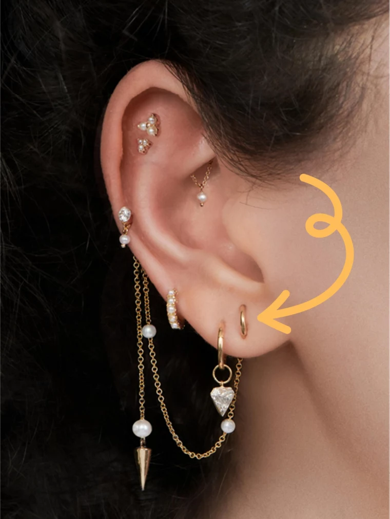 orbital piercing multiple earrings ear design