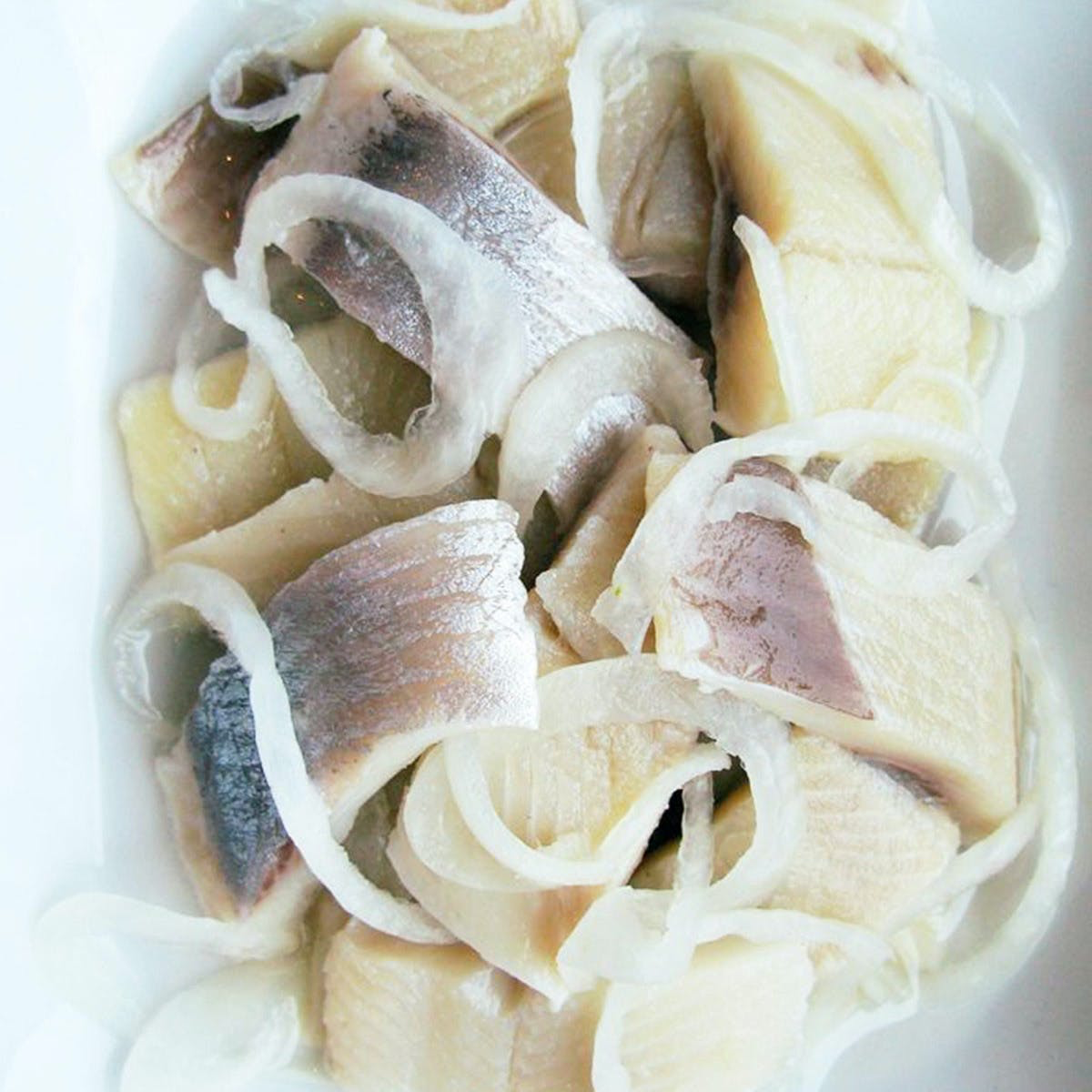 pickled herring with plain and onions