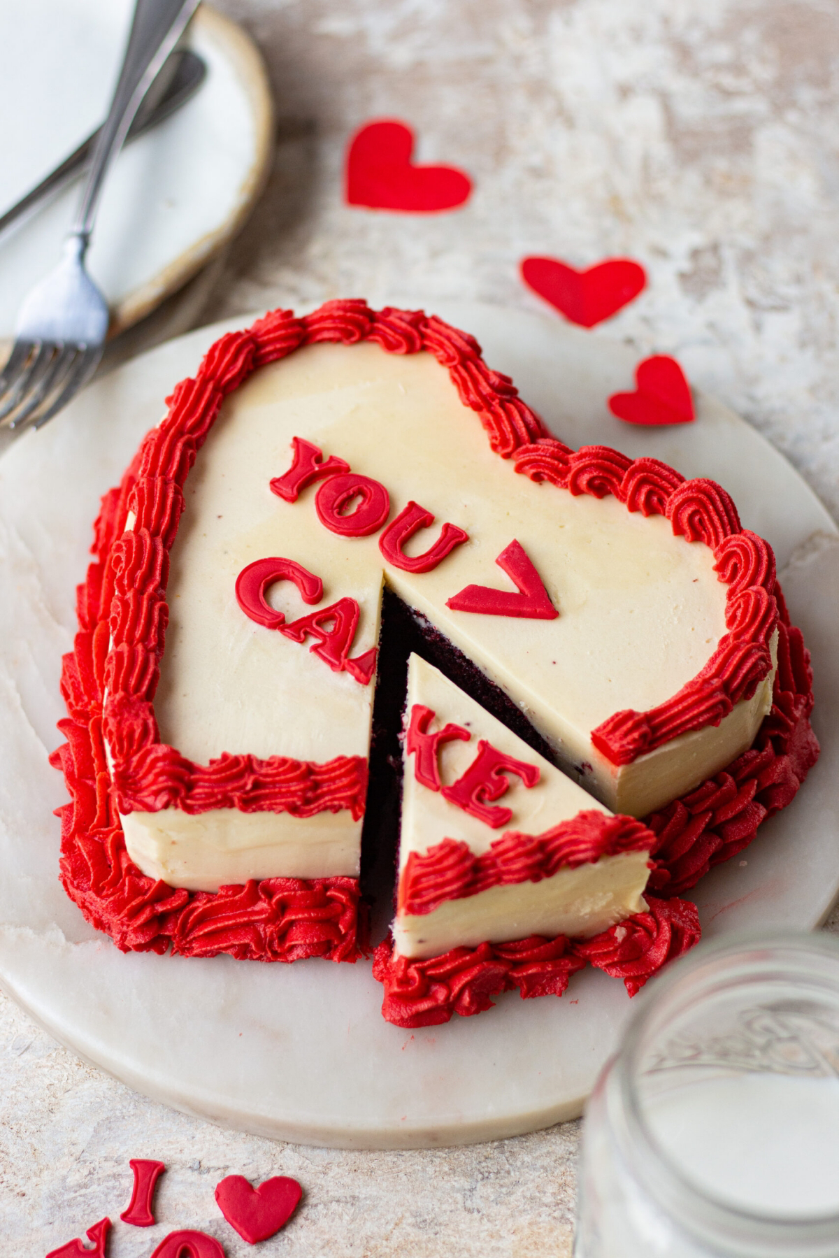 red velvet cake heart shape