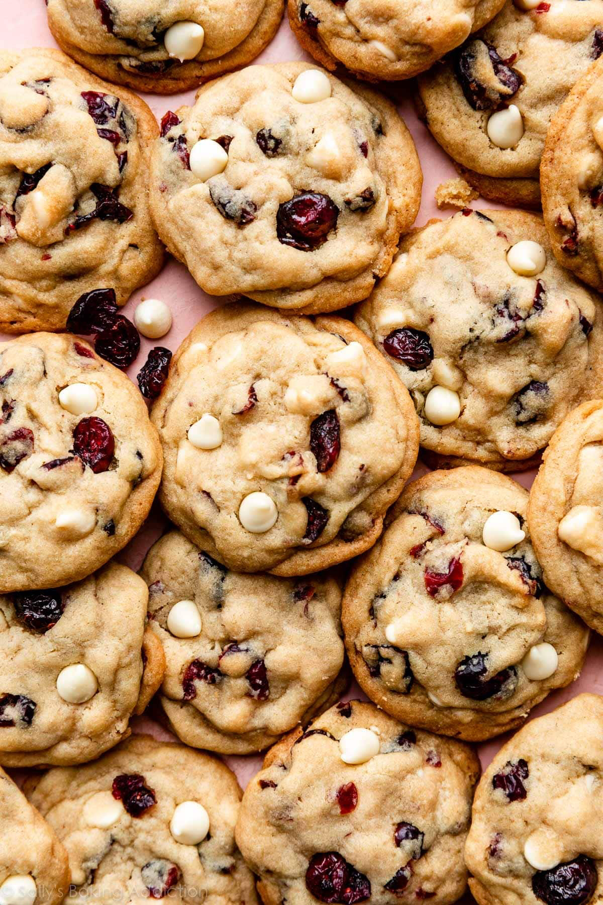 soft white chocolate chip dried cranberry cookies