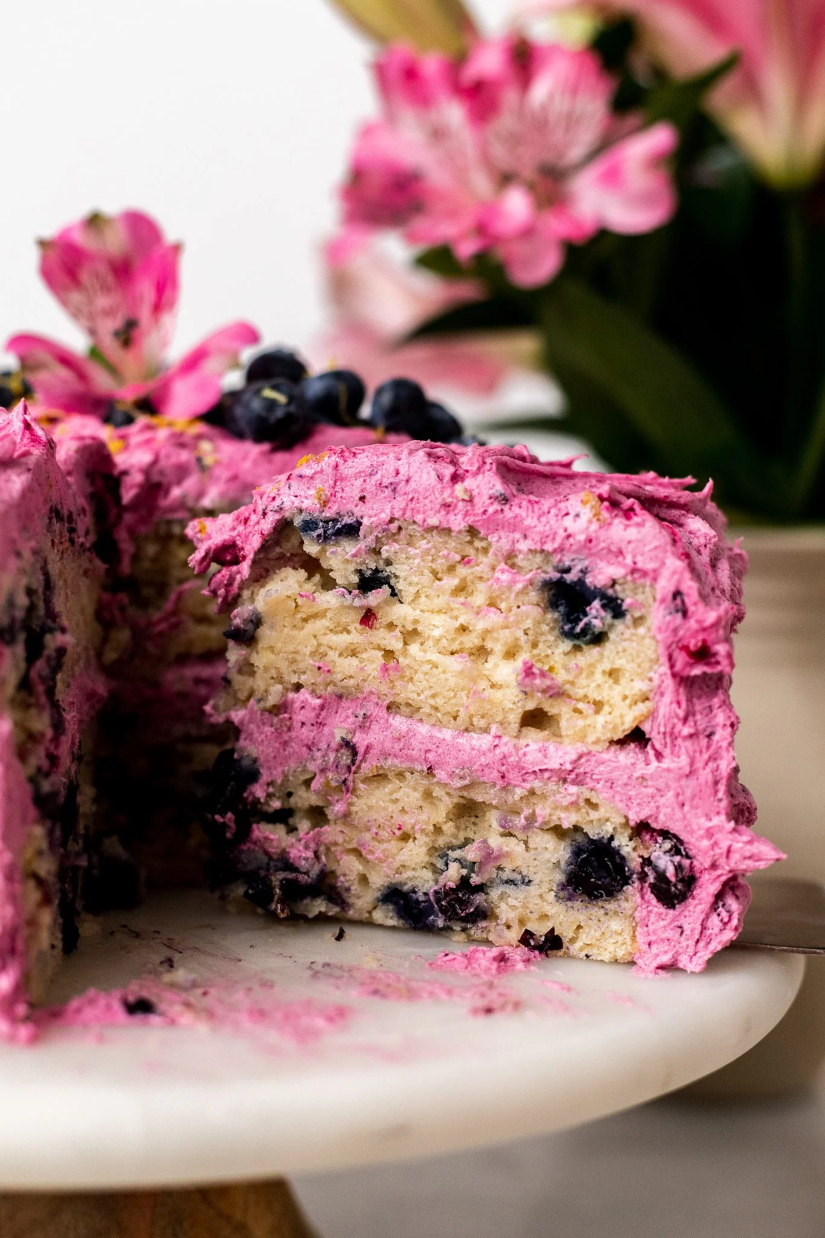 vegan lemon blueberry make heart shape cake