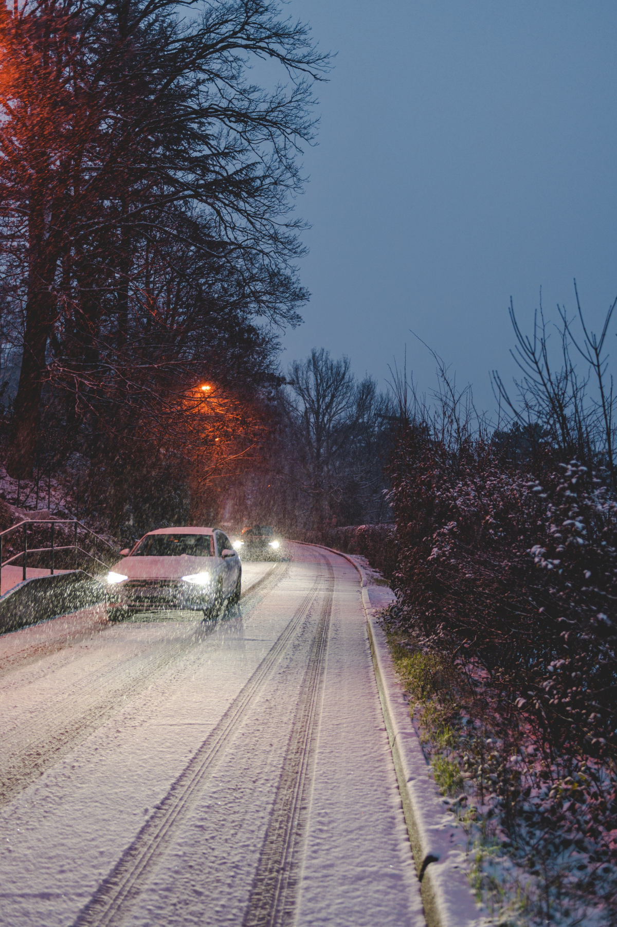 winter road during night