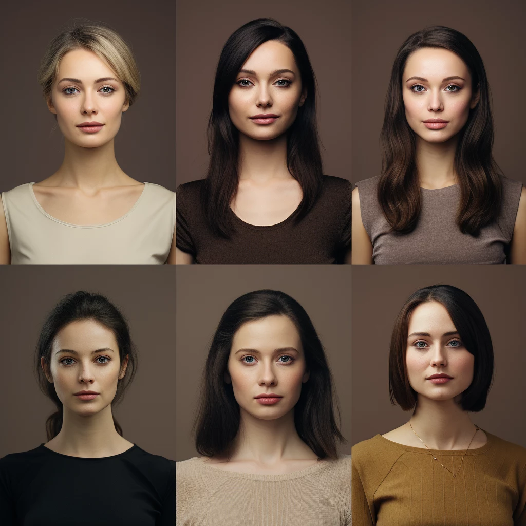 a photo showcasing various women with different face s