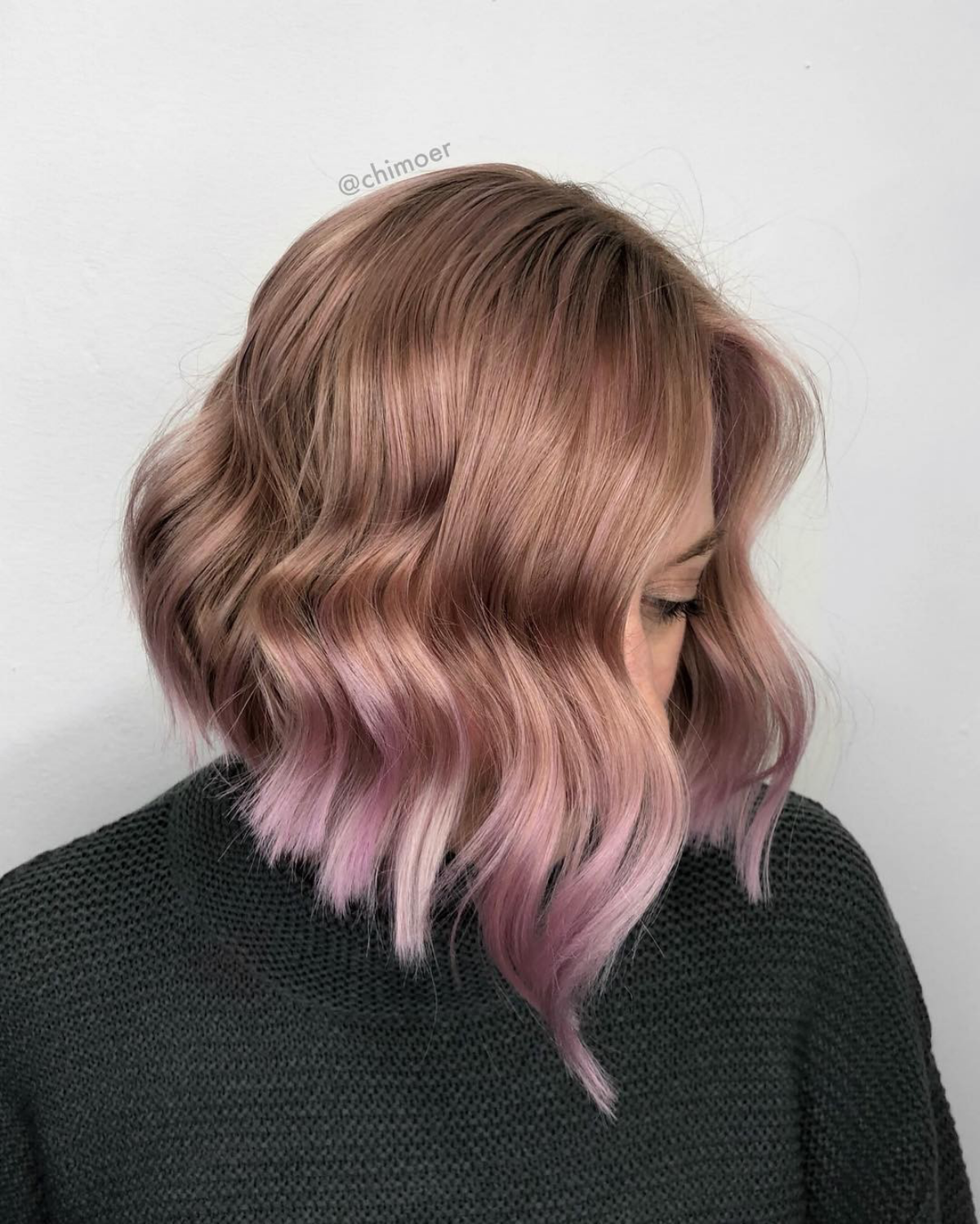 a line bob with pink ombre