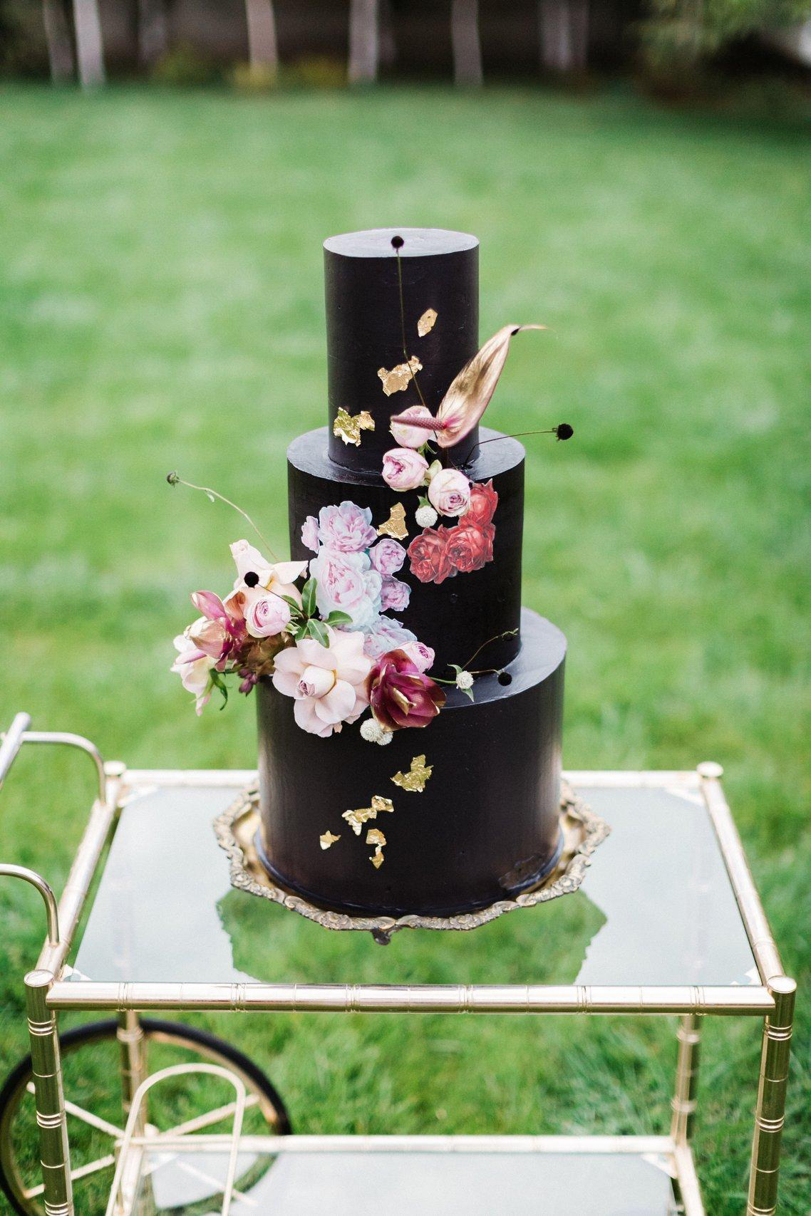 all black wedding cake flowers