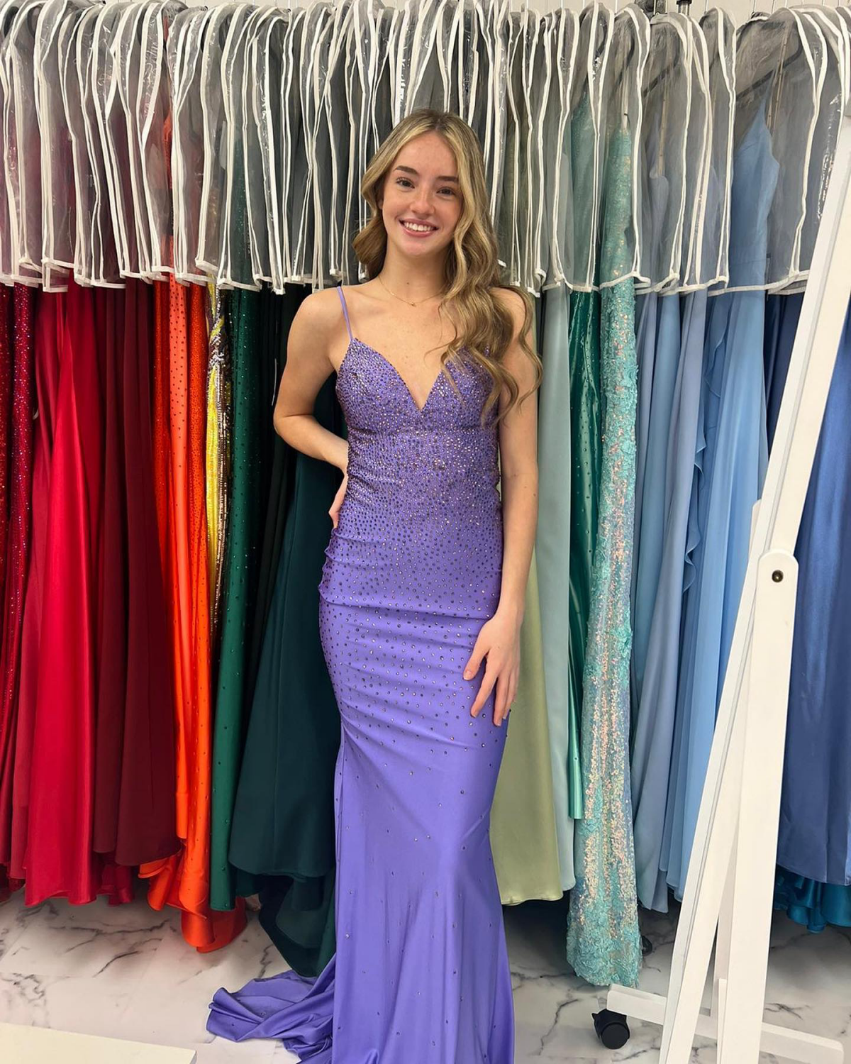beaded purple gown