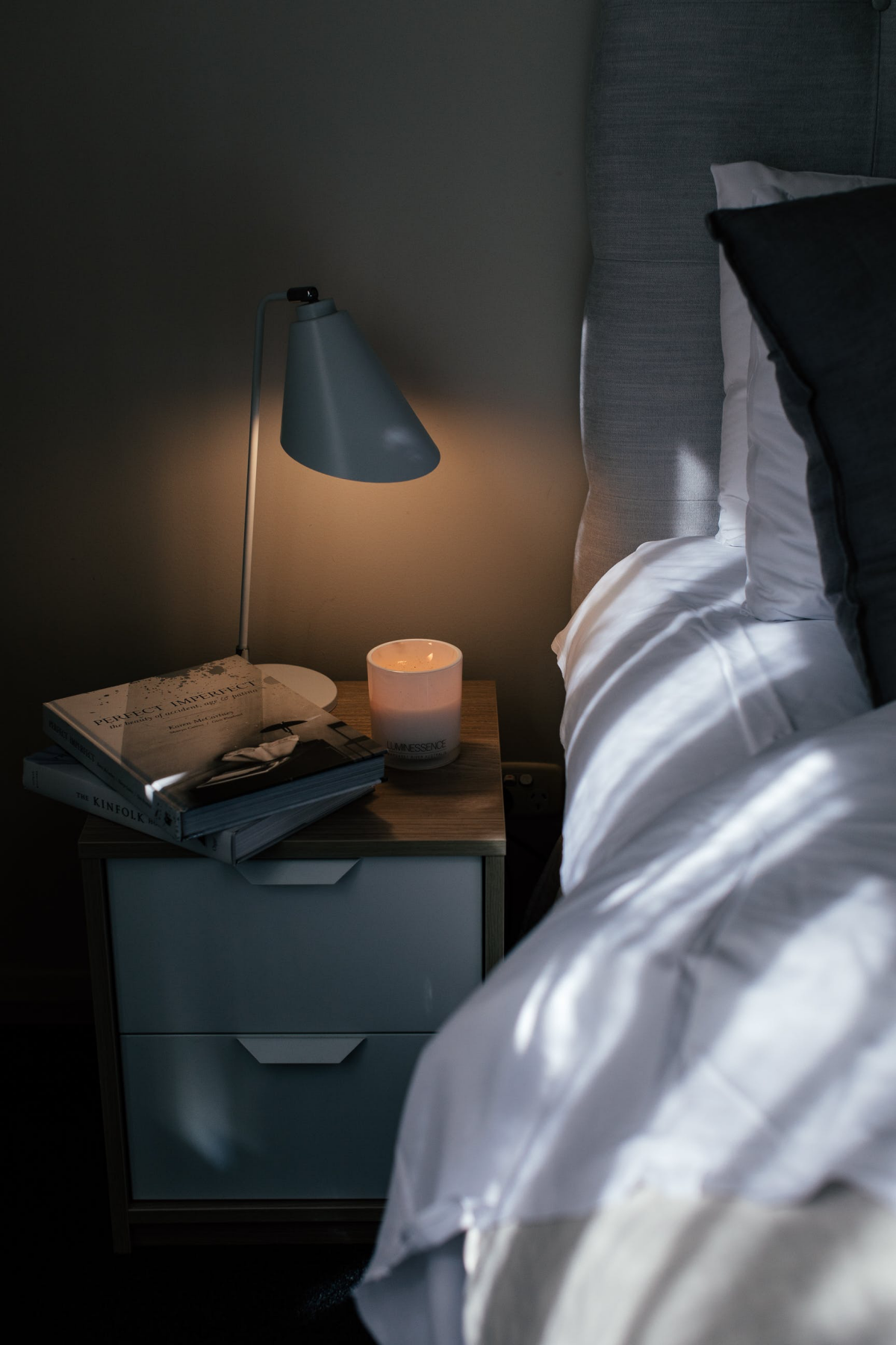bed with night stand