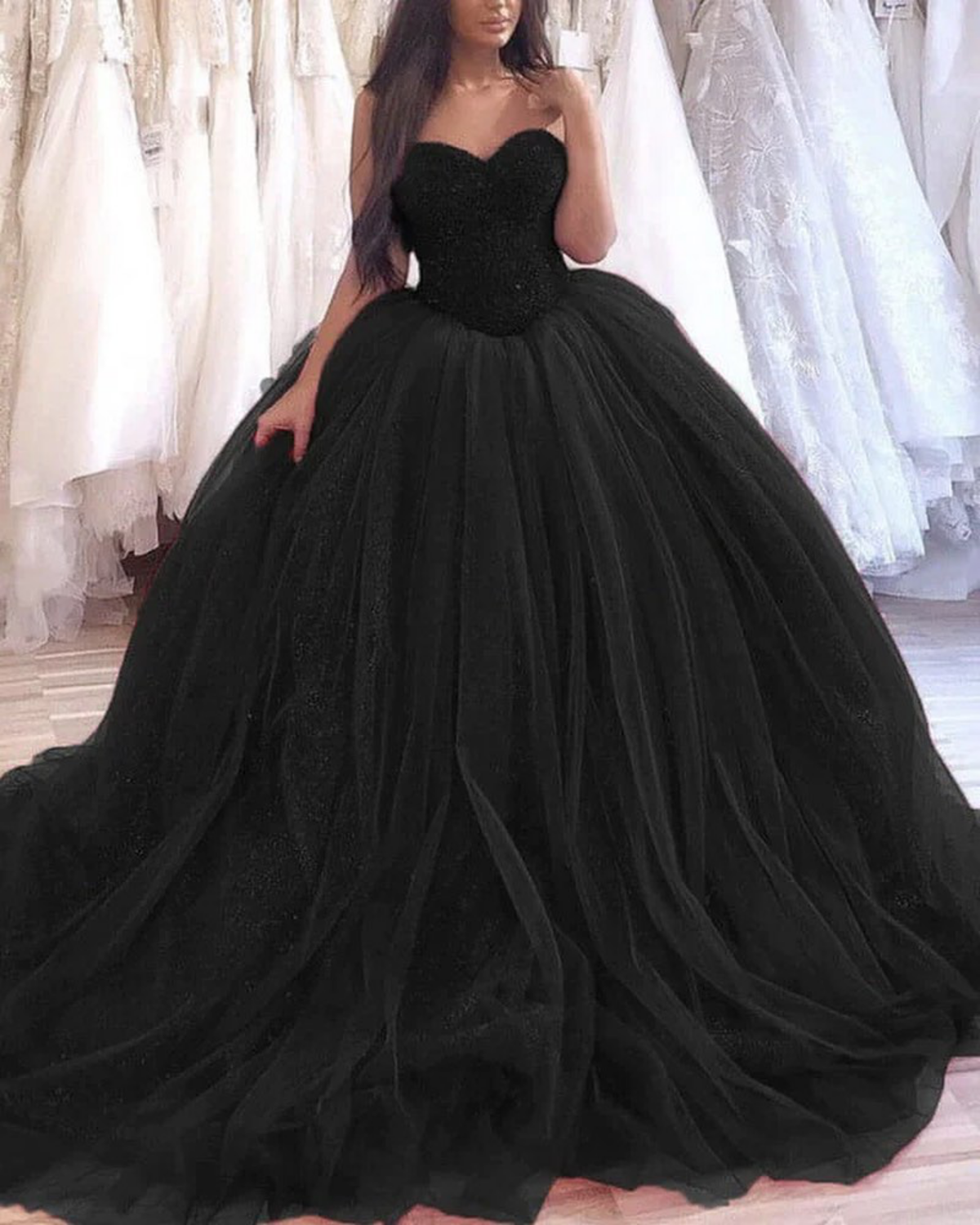 black ball gown style dress