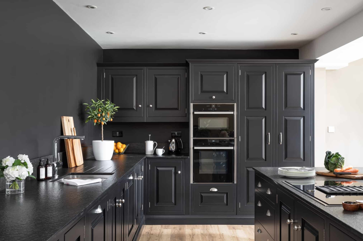 black cabinets in kitchen