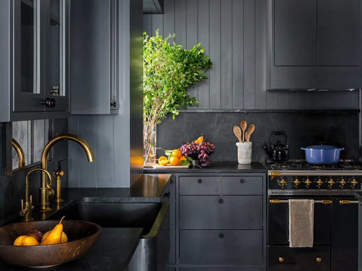 black kitchen cabinets with black countertops.jpg