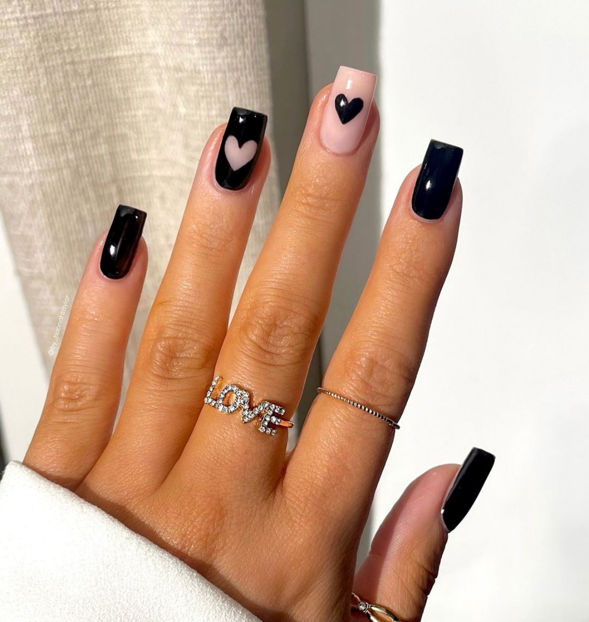 black nails with negative space