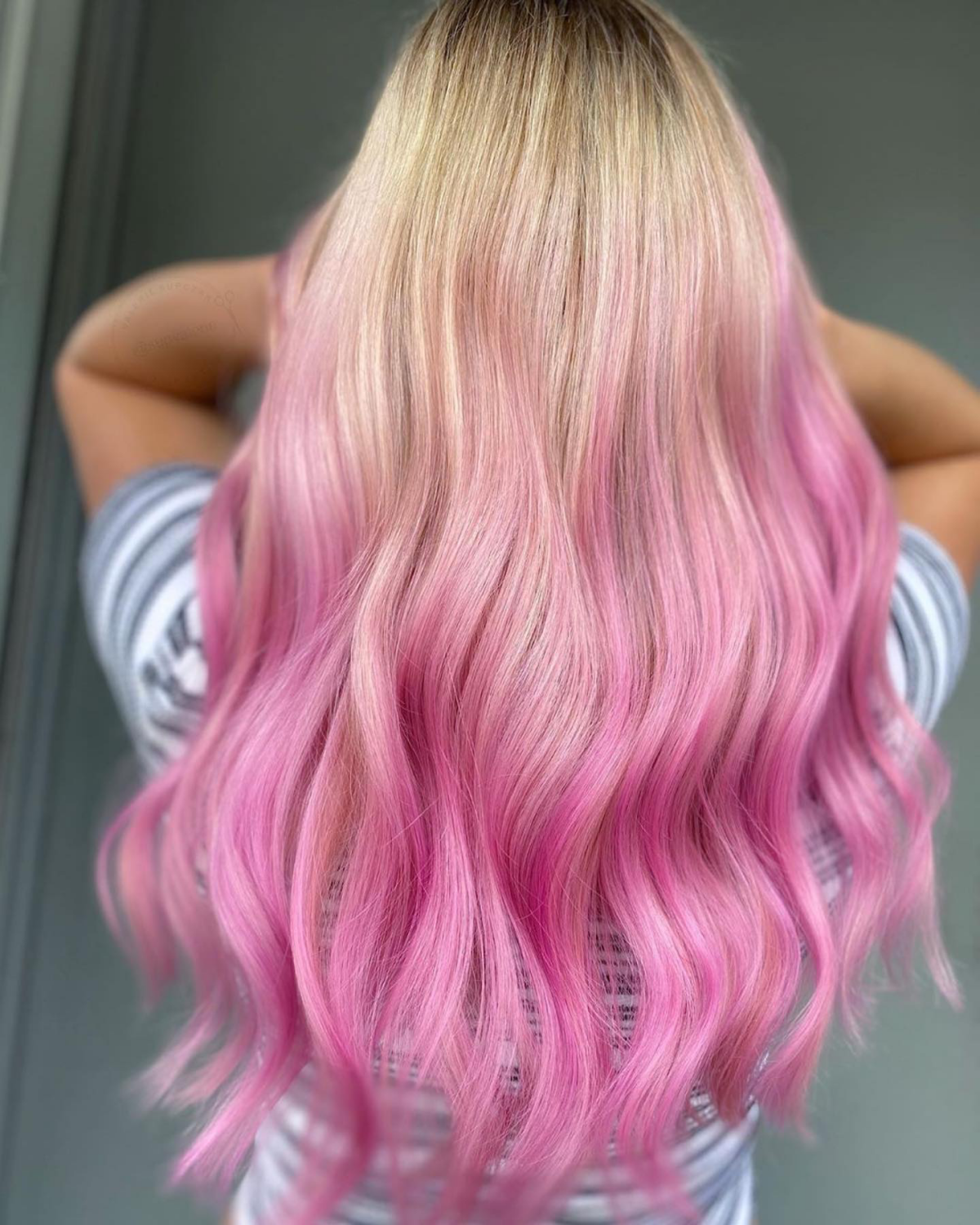 blonde hair with pink ombre
