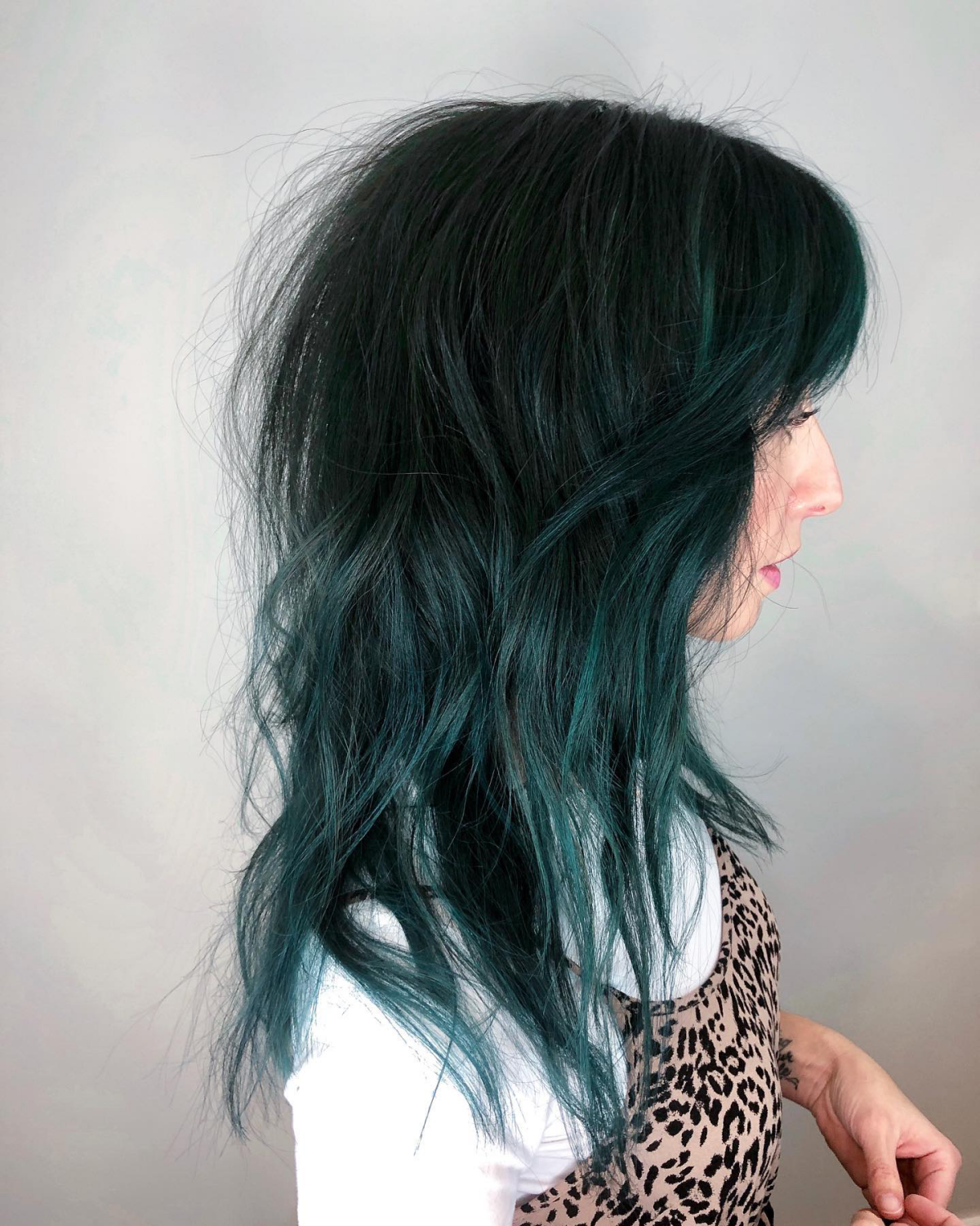 blue green hair and black