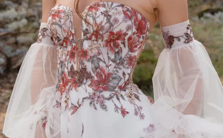 floral wedding dress white dress red flowers