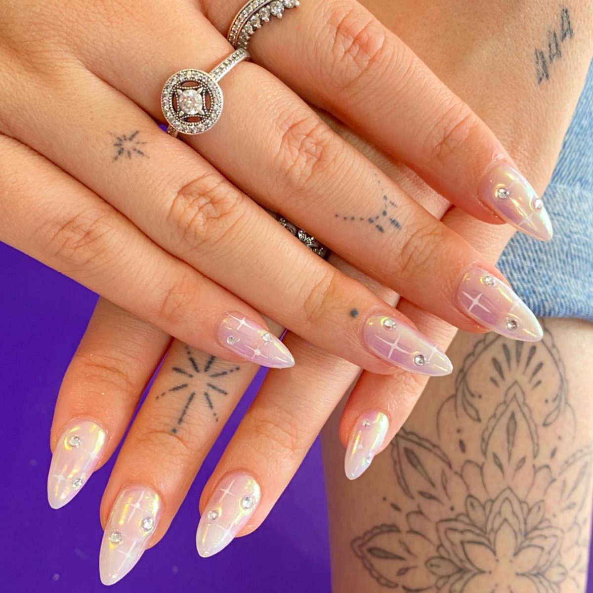 glazed nails with gems