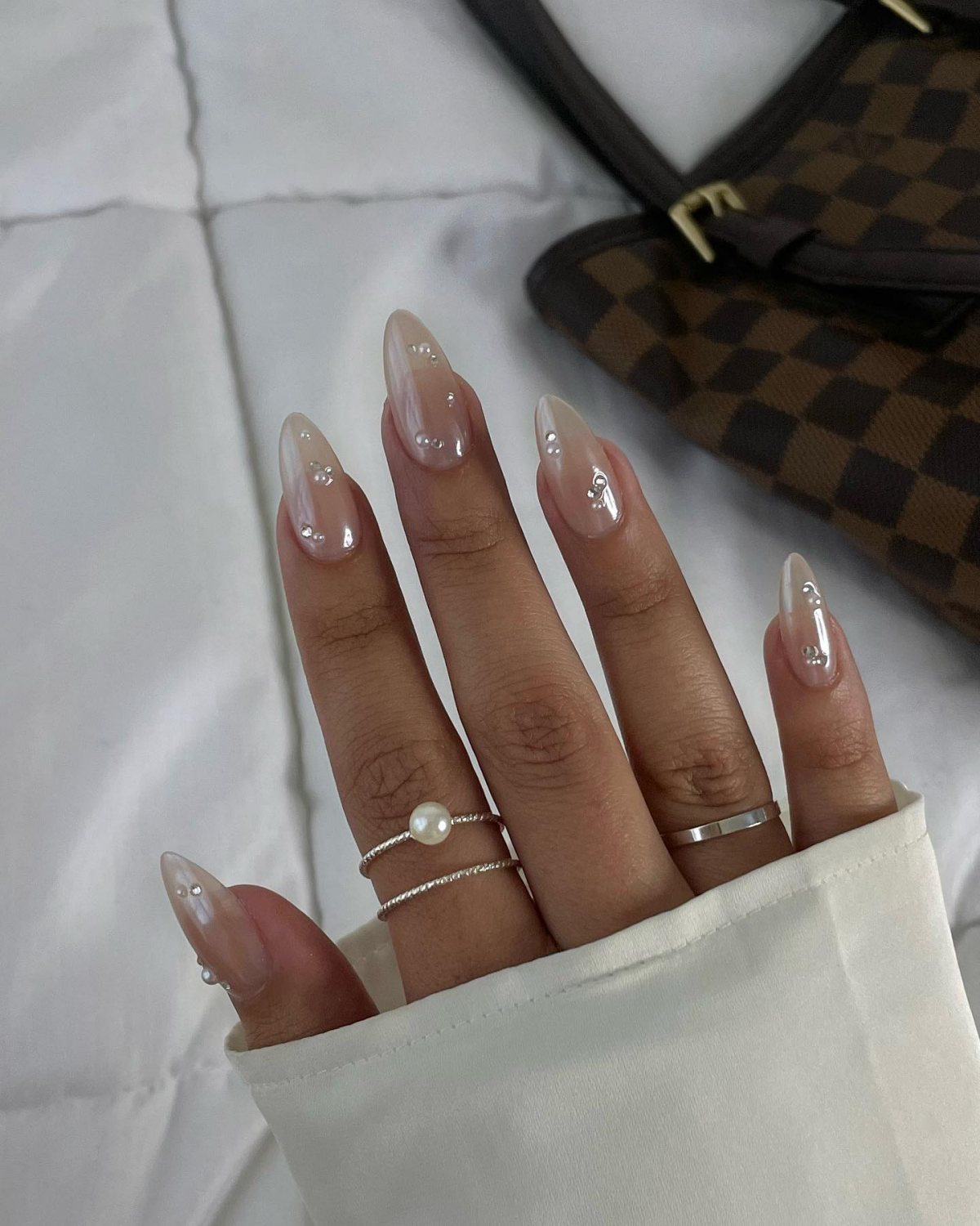 glazed nails with stones