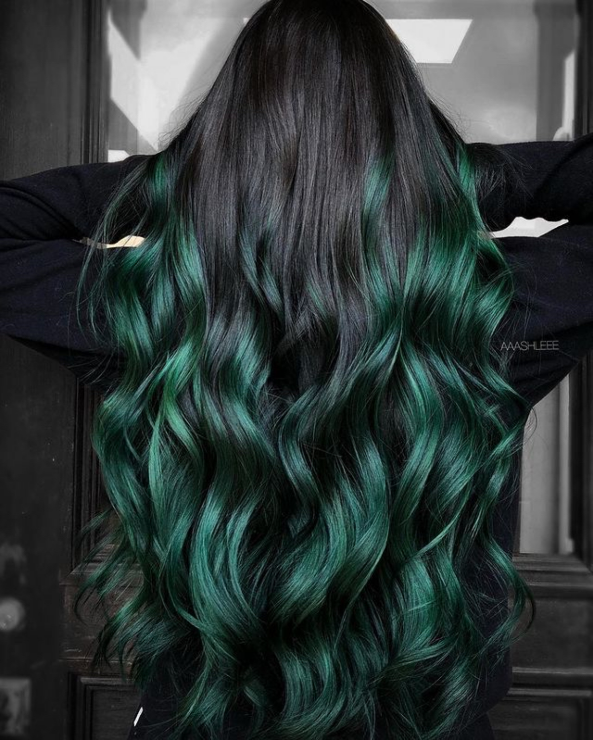 green balayage hair
