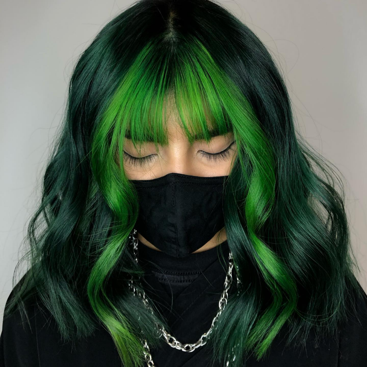 green hair on woman