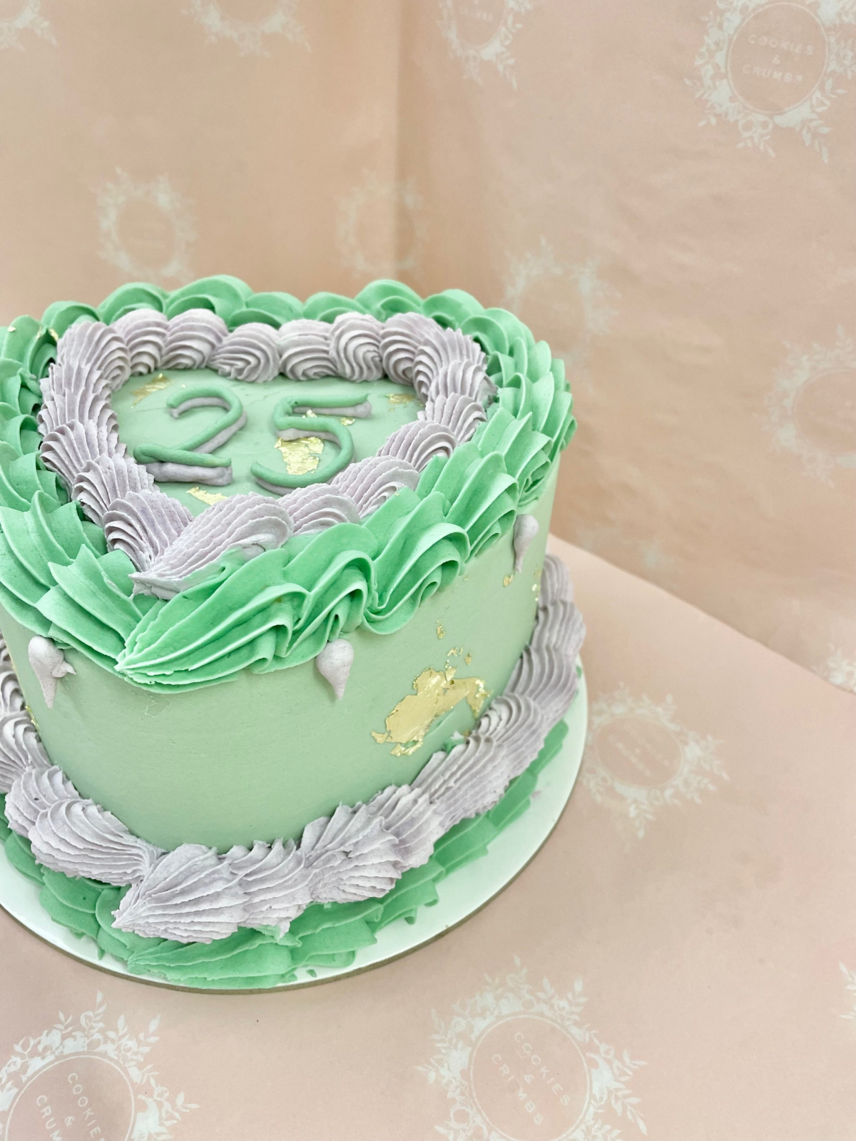 heart shaped vintage cake green