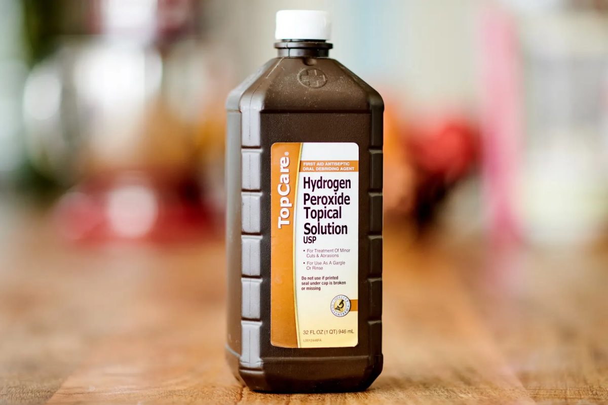 hydrogen peroxide in brown bottle