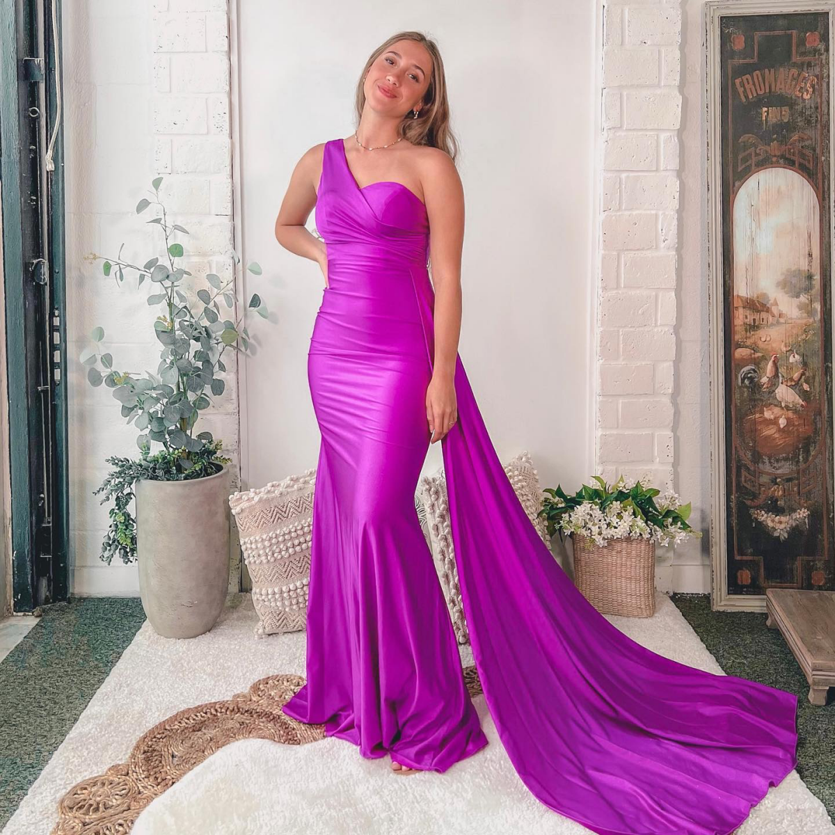 magenta purple gown