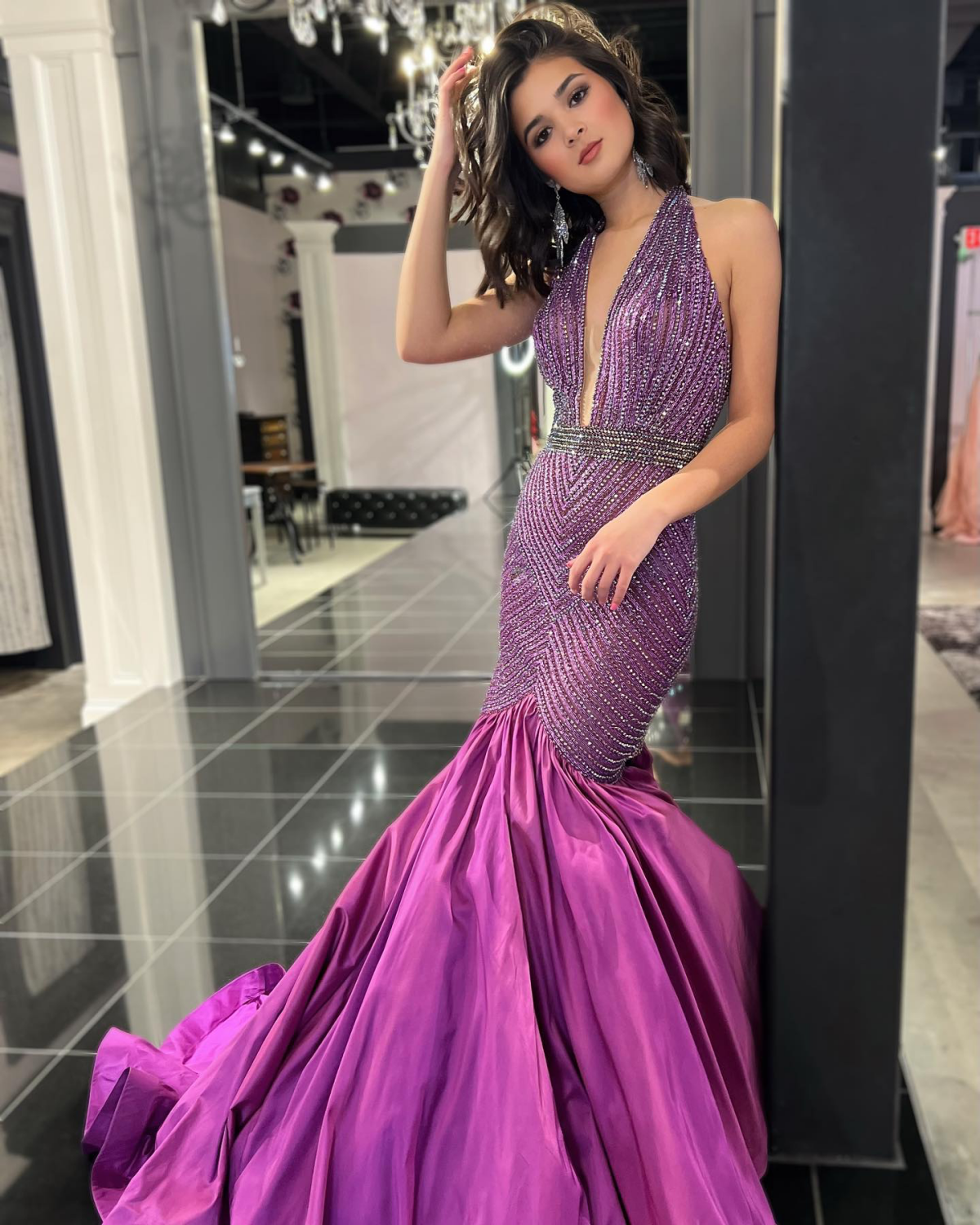 mermaid tail purple wedding dress