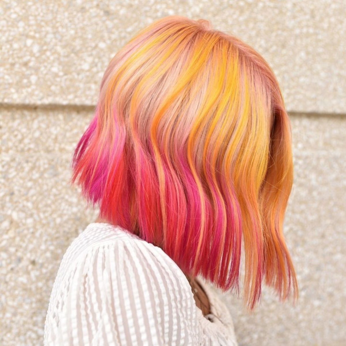 orange highlights and pink ombre