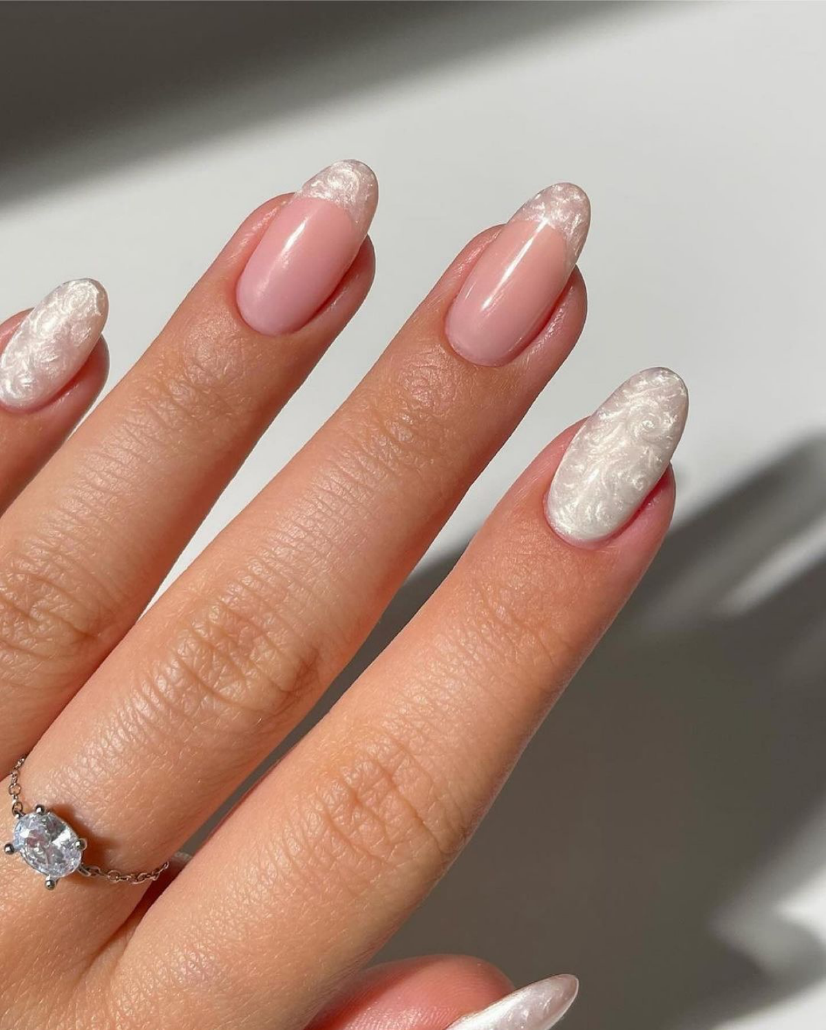 pearly white nails for wedding