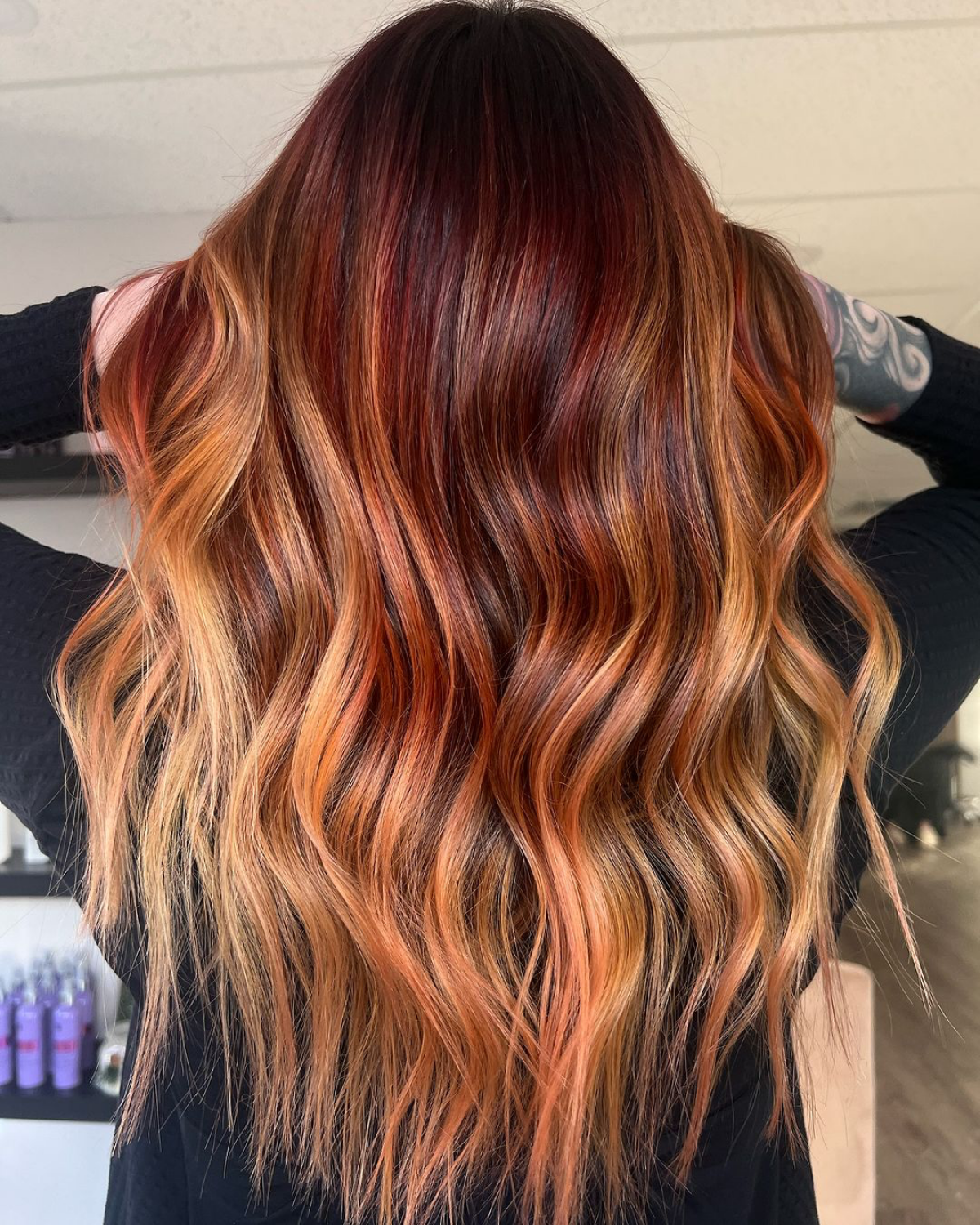 pink ginger red balayage