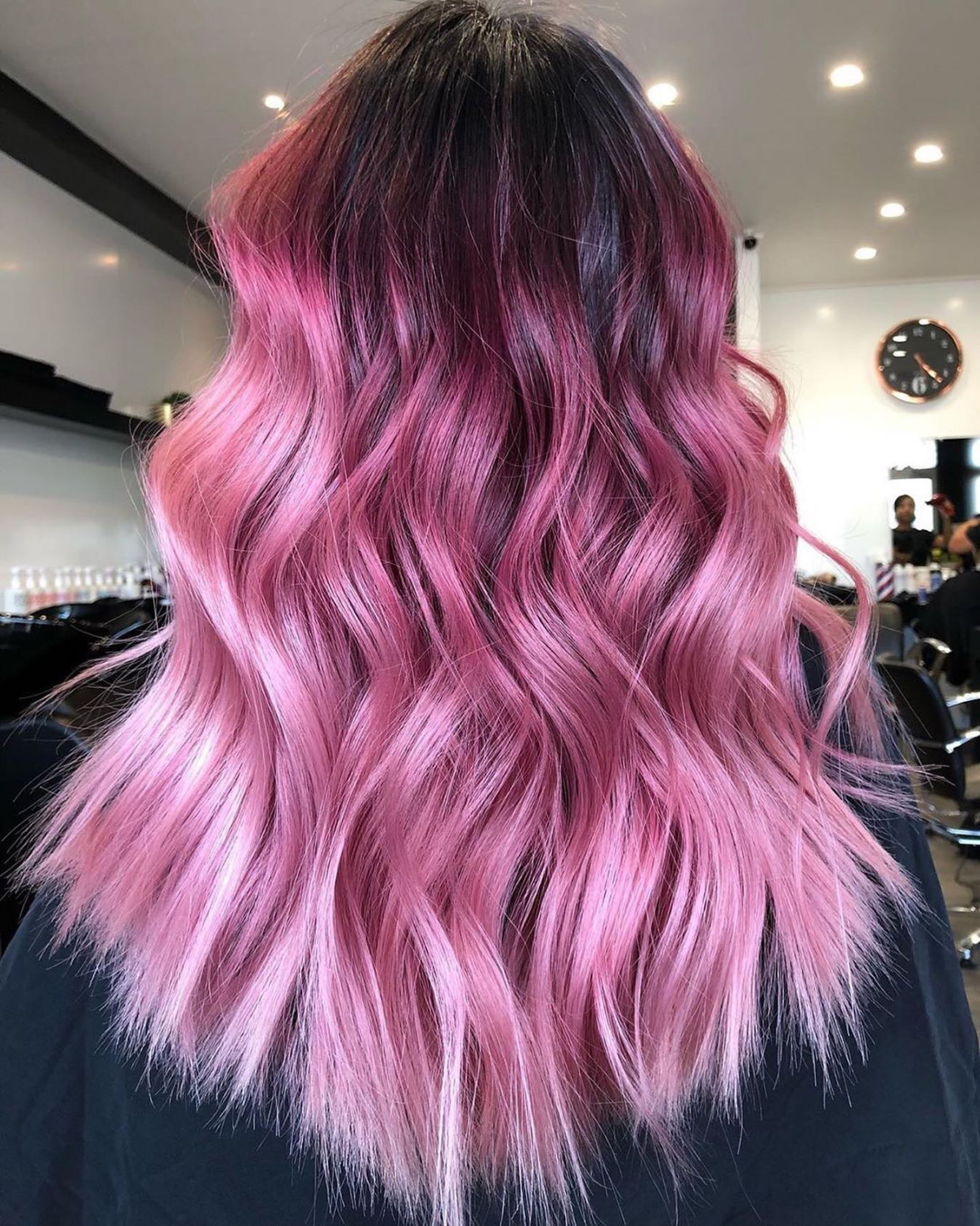 pink ombre hair pink and black and dark pink