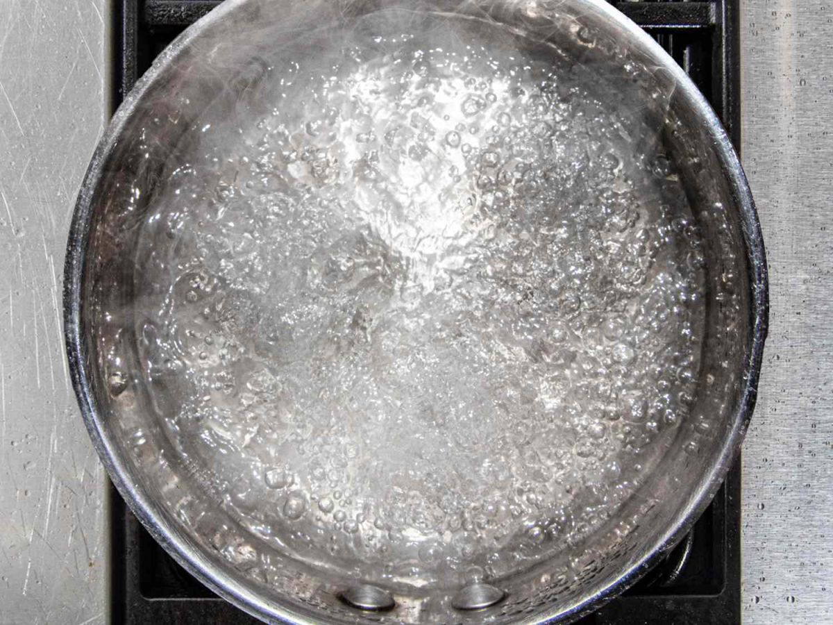 pot full of boiling water