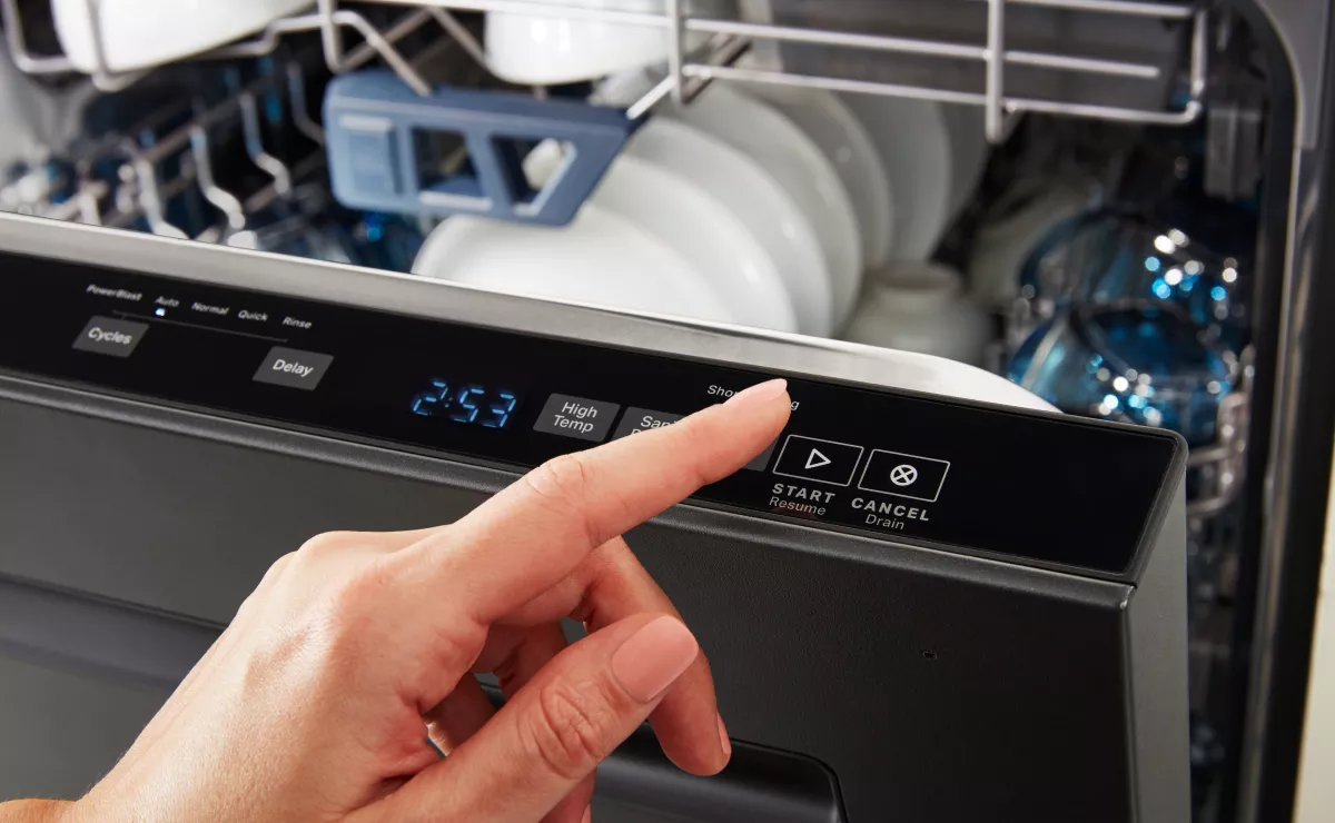 pressing dishwasher screen controls