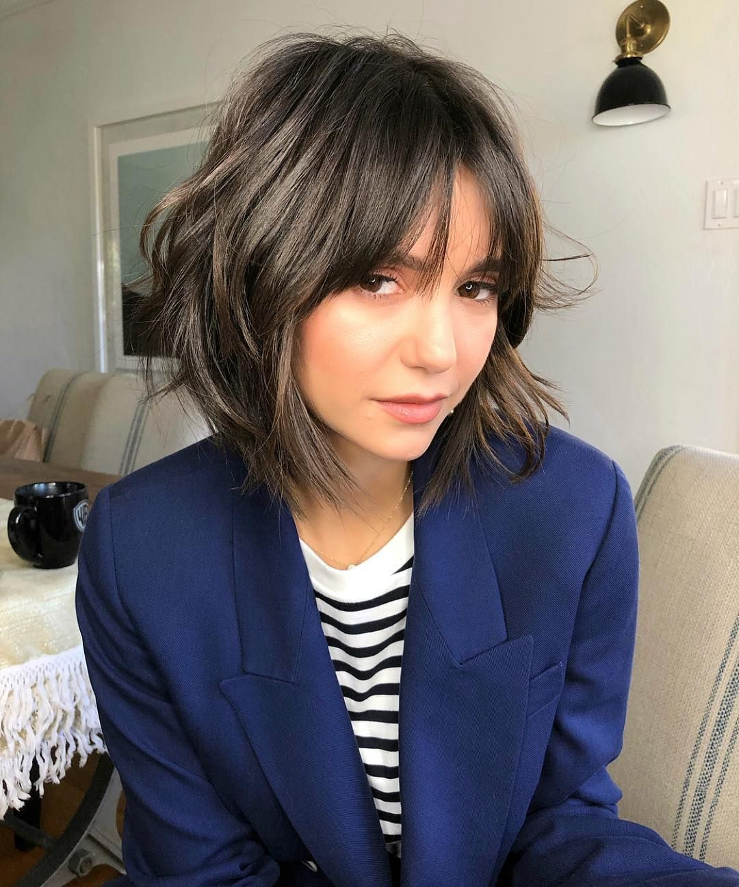 short hair with curtain bangs and layers