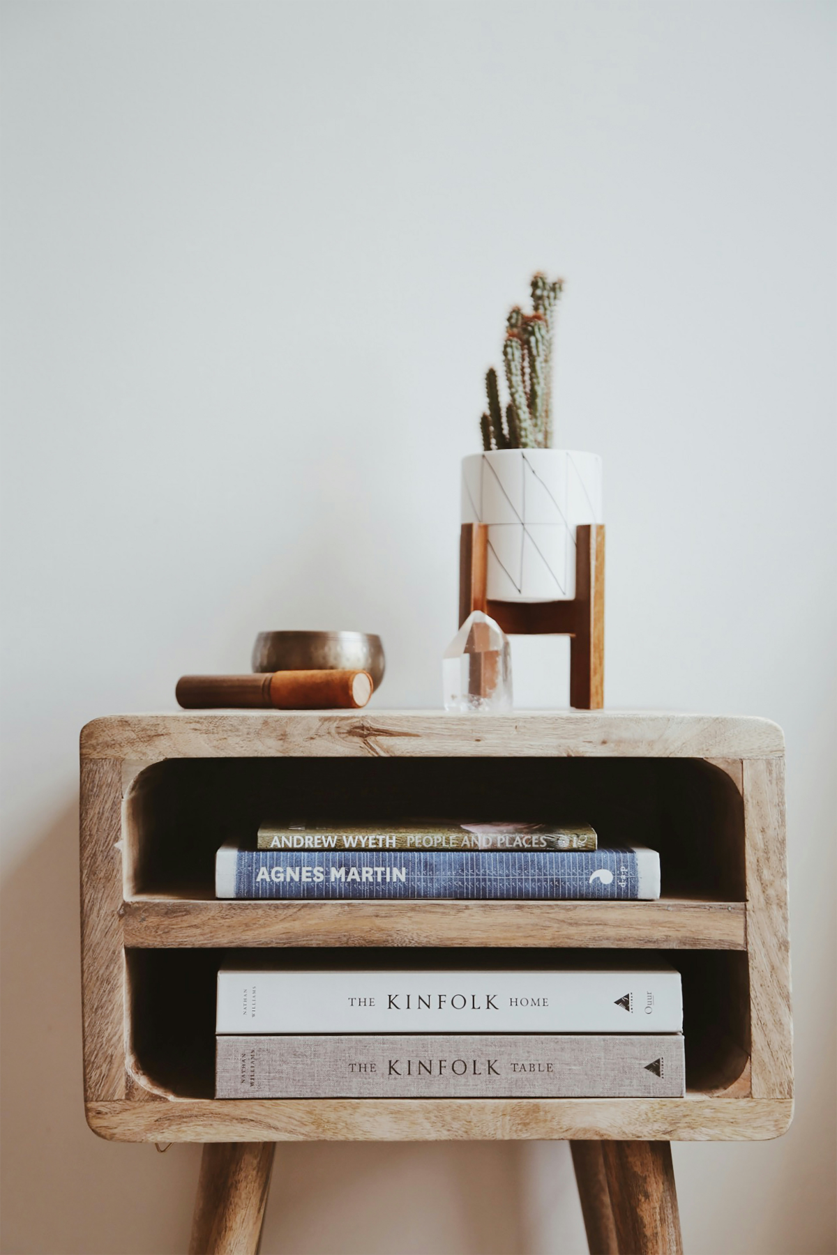 side table with decor