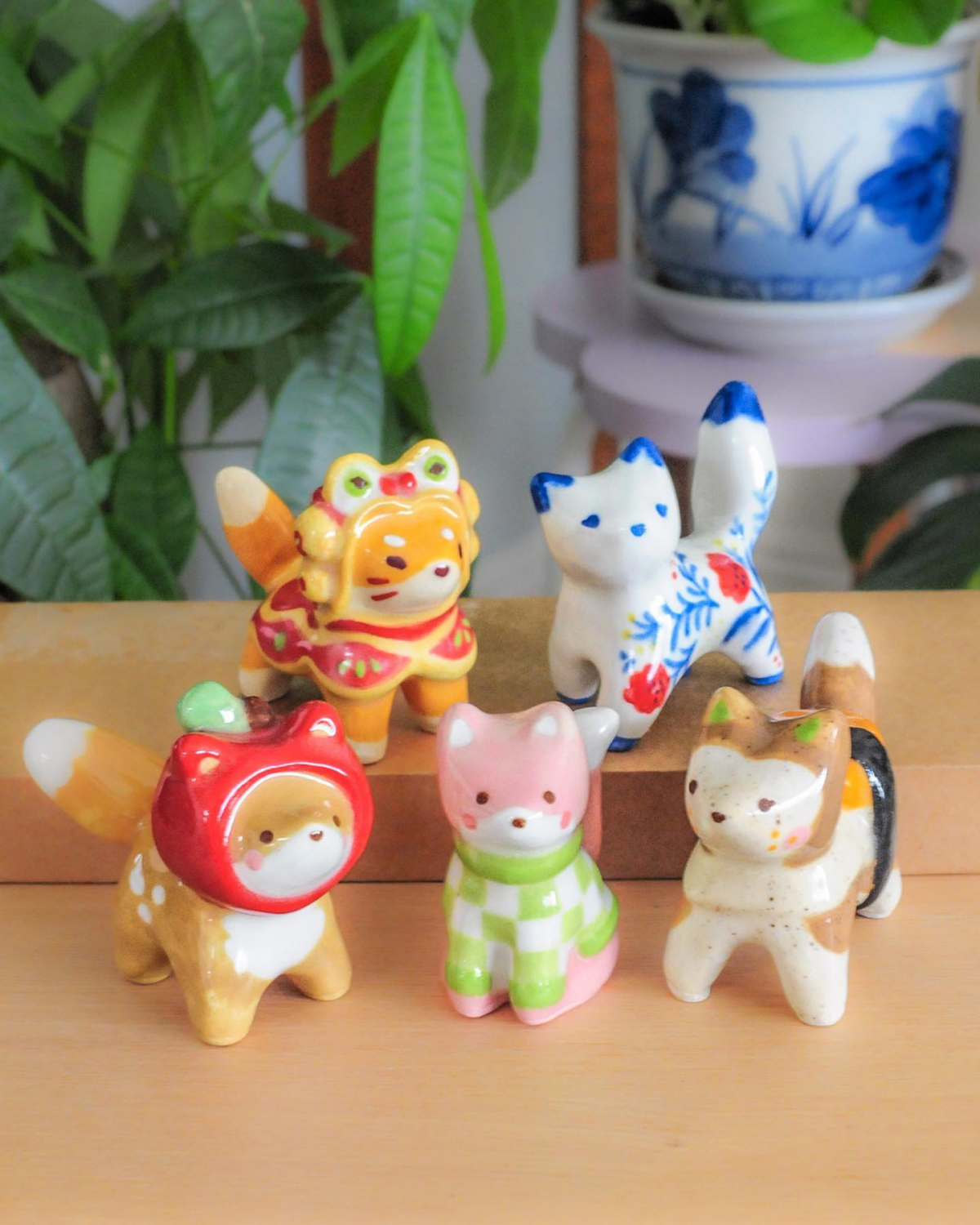 small fox figurines from clay