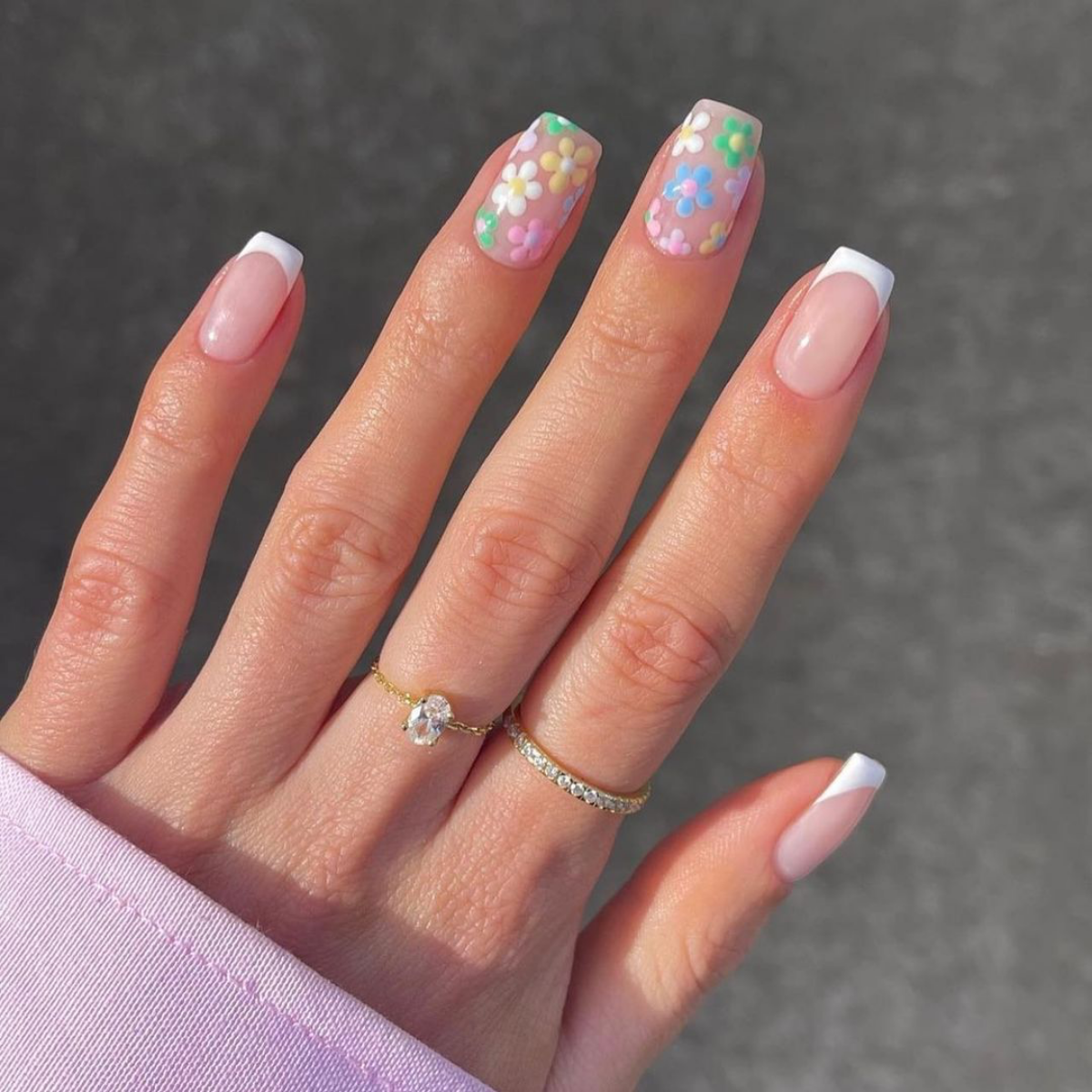 spring nail designs accent flower nails