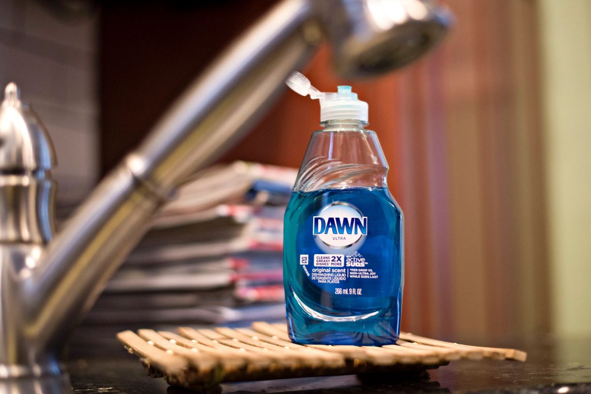 stainless steel sink cleaner dawn blue dish soap