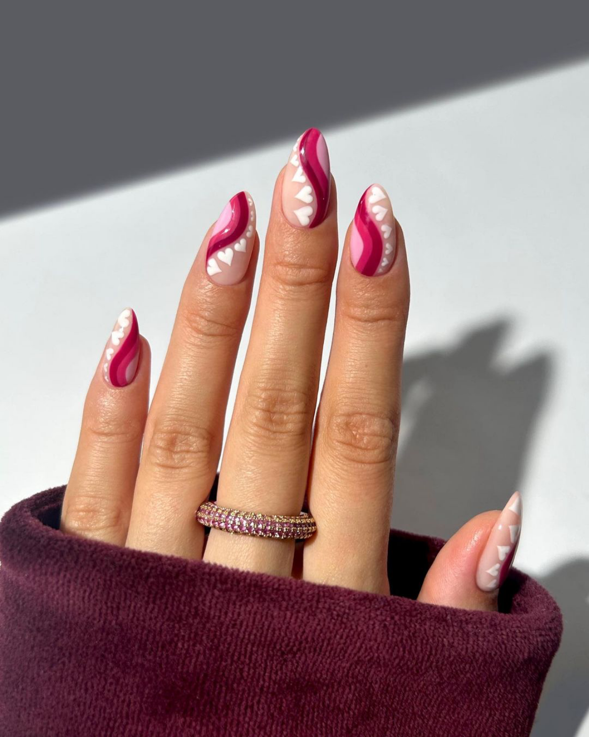 swirly nail design valentines day