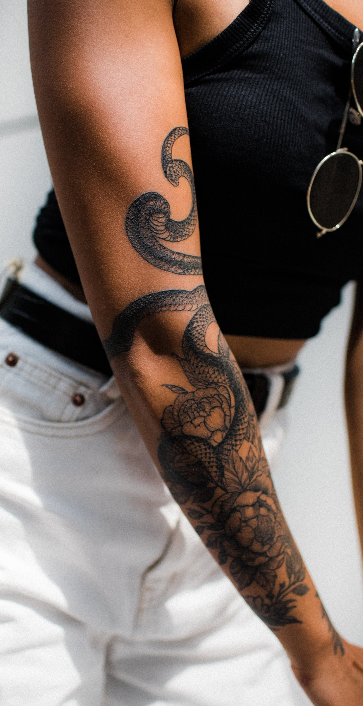 uncommon female classy half sleeve tattoo