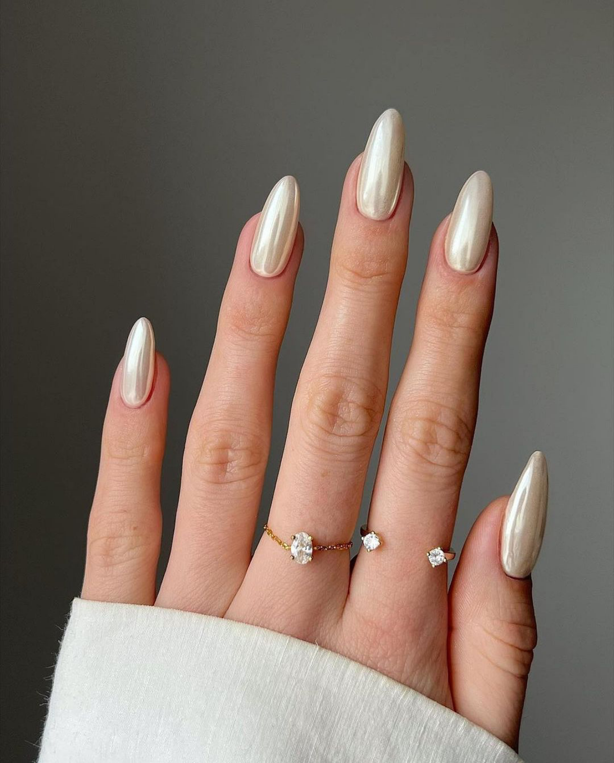 vanilla chrome bridal nails