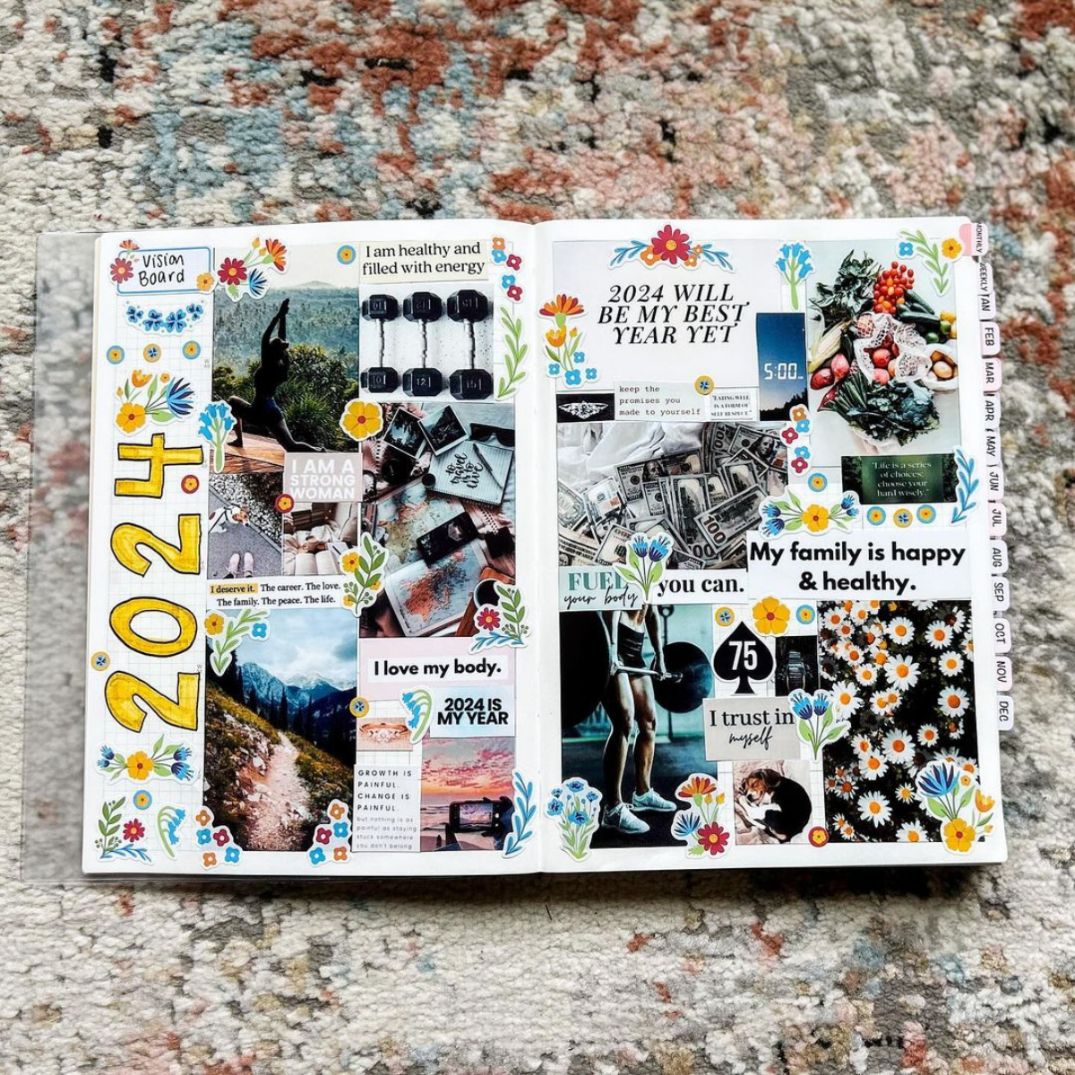 vision board in scrapbook