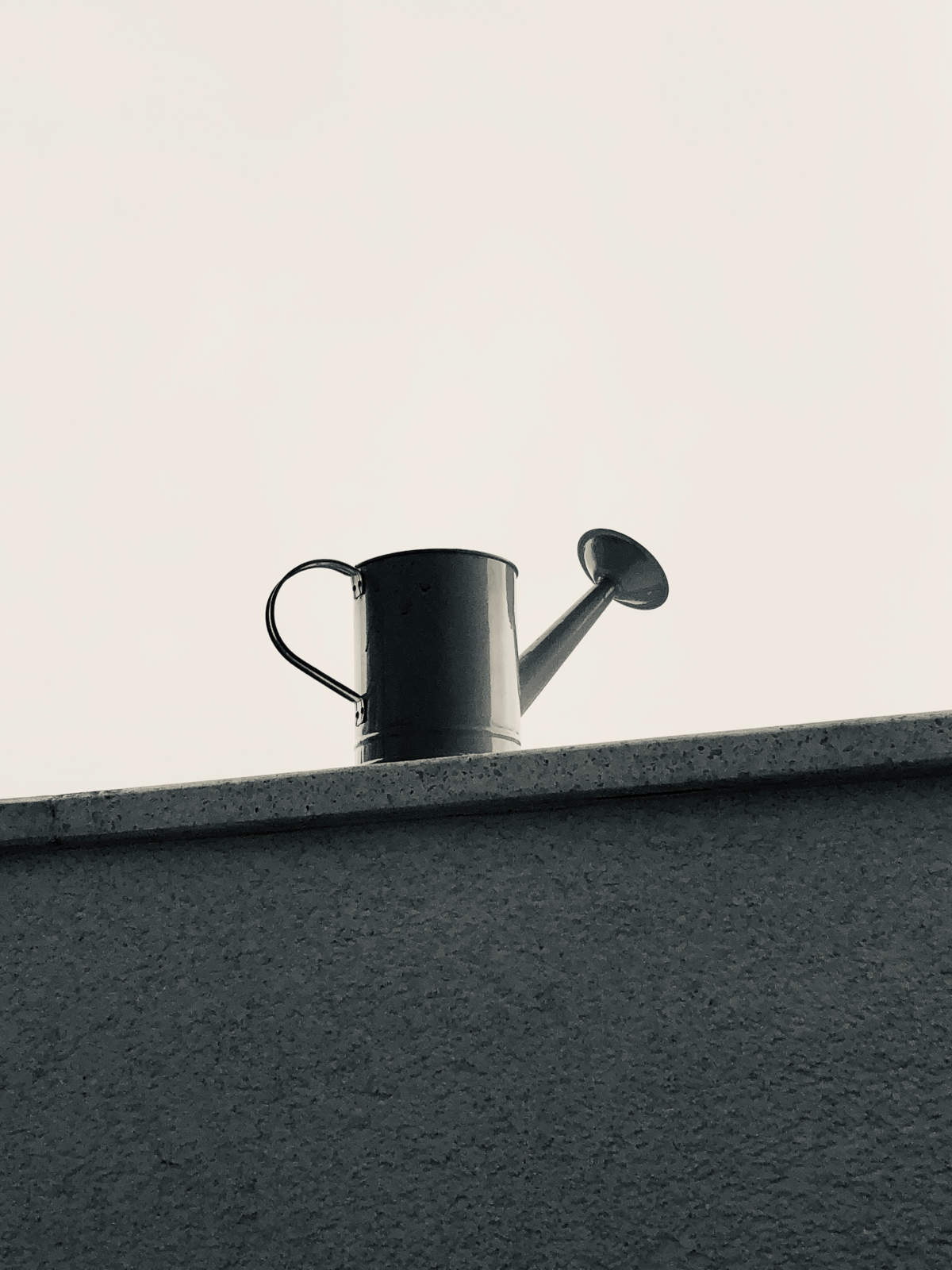 watering can sitting on wall