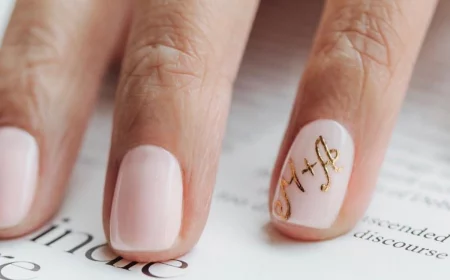 wedding nails initials on nails