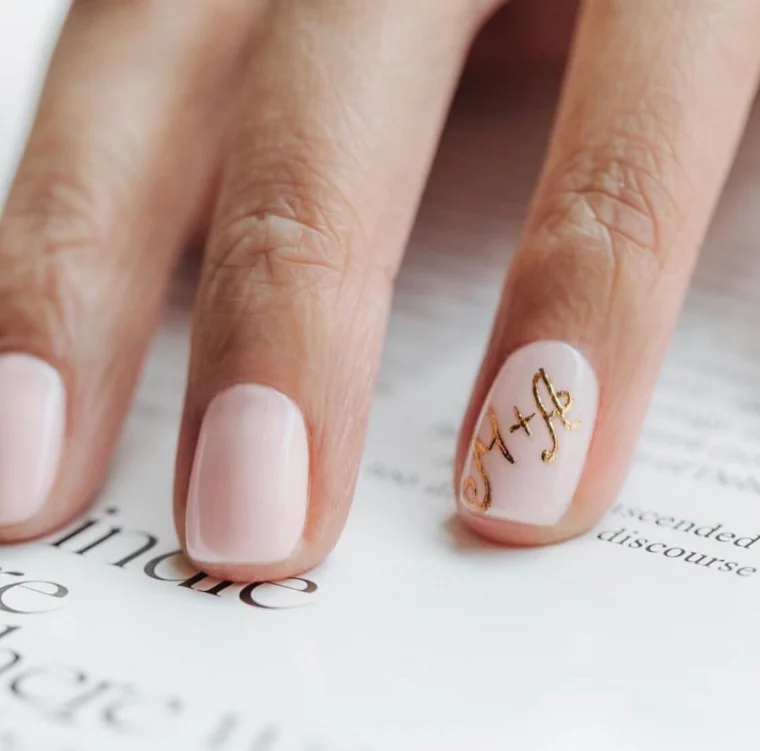 wedding nails initials on nails