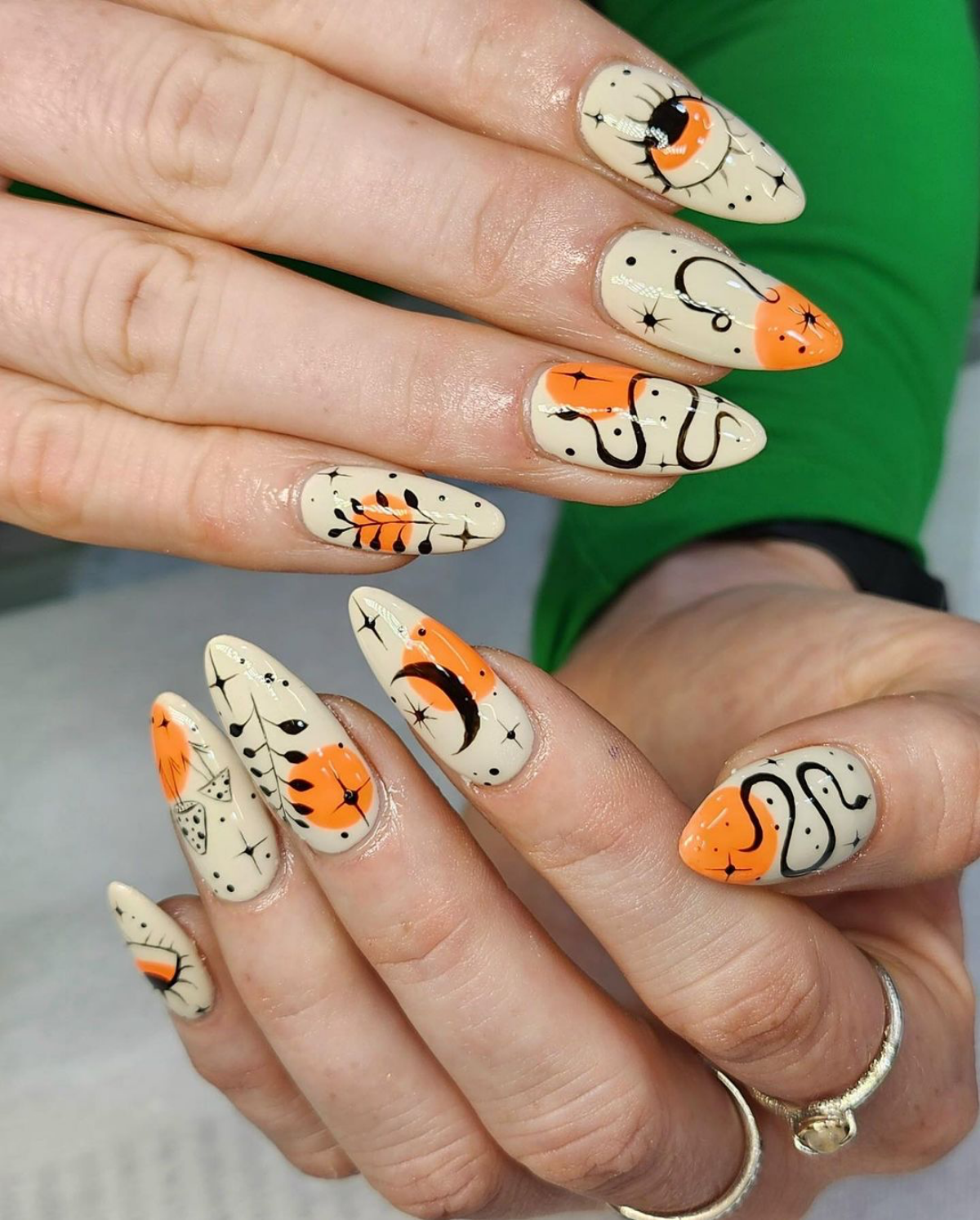 whimsical nail art orange nails